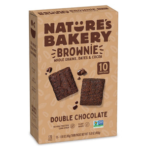 Nature's Bakery Double Chocolate Brownie, 10 Count, 1.59 oz Twin packs — grocery product