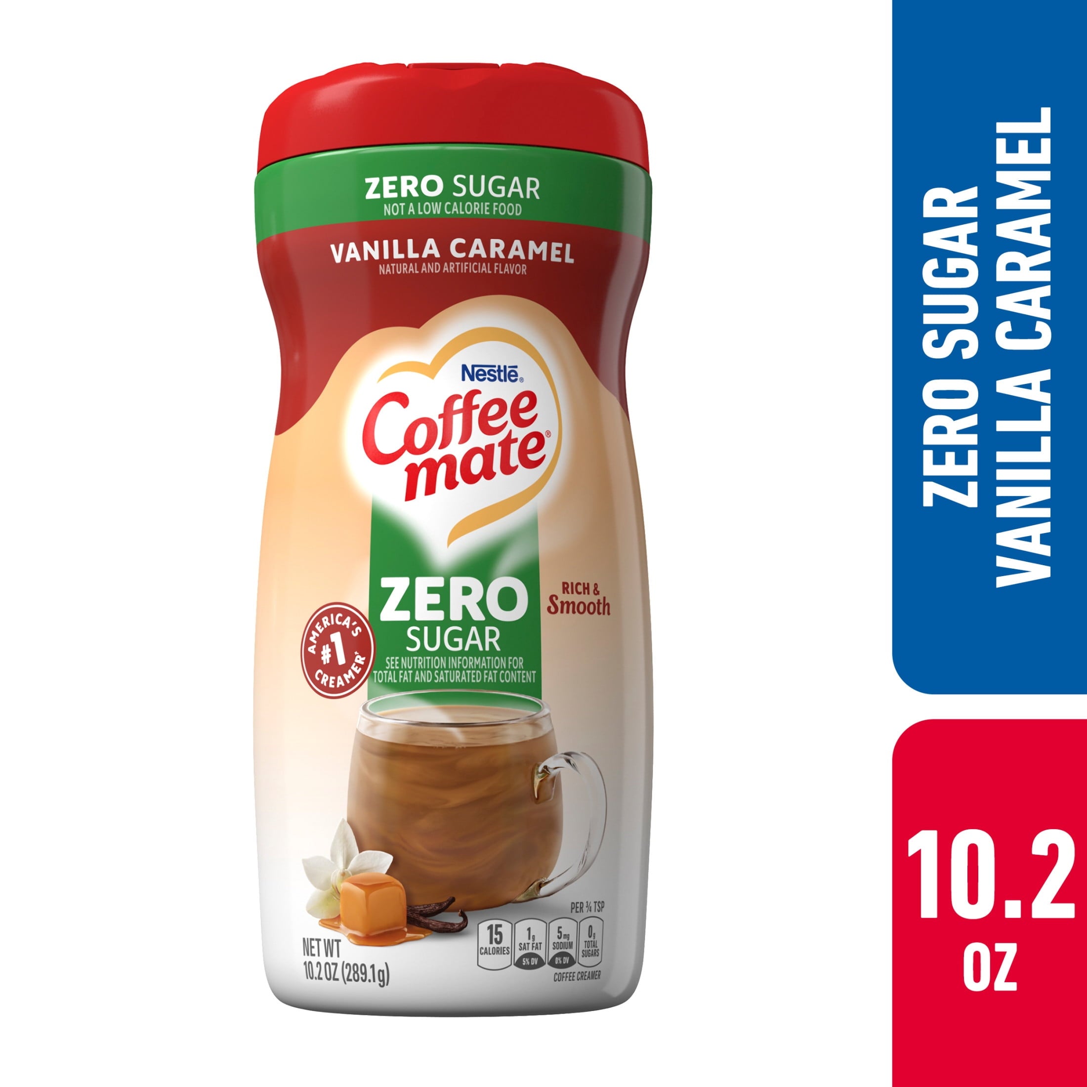 Coffee mate Vanilla Caramel Zero Sugar Powder Coffee Creamer, 10.2 oz — coffee and drinks product