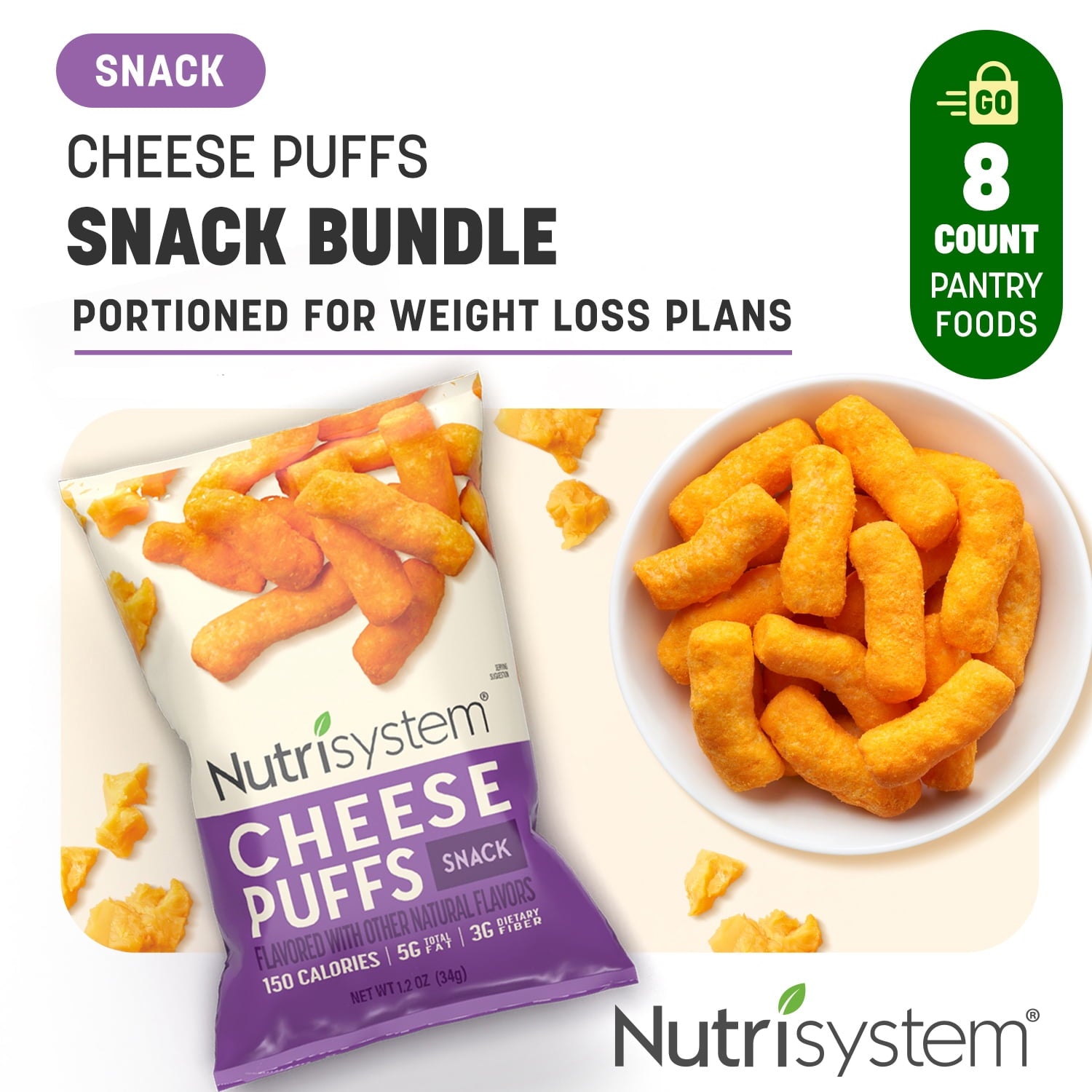 Nutrisystem Cheese Puffs for Weight Loss Support, 8 Count — grocery product
