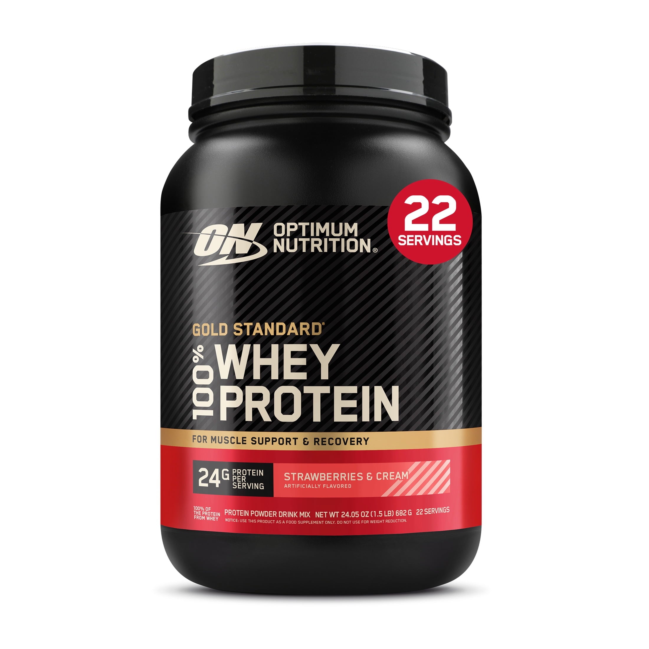 Optimum Nutrition, Gold Standard 100% Whey Protein Powder, Strawberries & Cream, 22 Servings — sports nutrition product