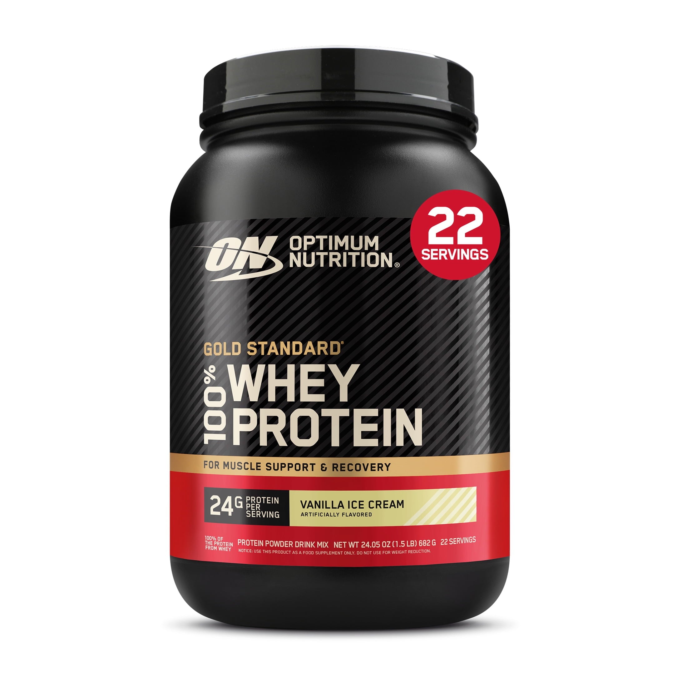 Optimum Nutrition, Gold Standard 100% Whey Protein Powder, Vanilla Ice Cream, 22 Servings — sports nutrition product