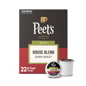 Peet's Coffee Decaf House Blend Premium Dark Roast Keurig K-Cup Coffee Pods, 22 Count — coffee and drinks product