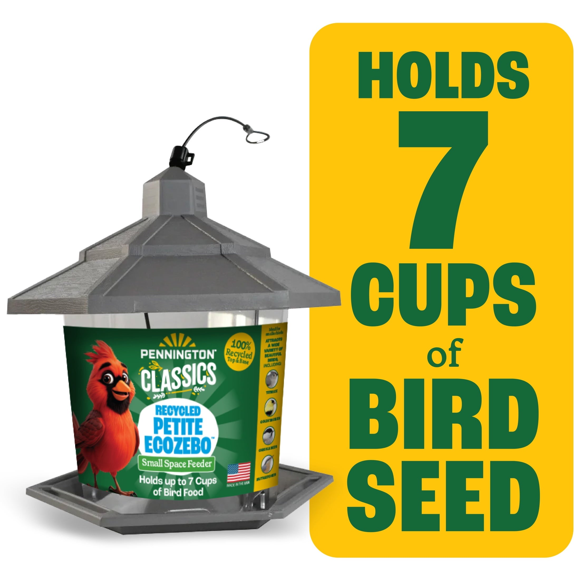 Pennington Earth Smart, Gray Plastic, Hopper Wild Bird Feeder, 2.5 lb. Capacity — home and garden product