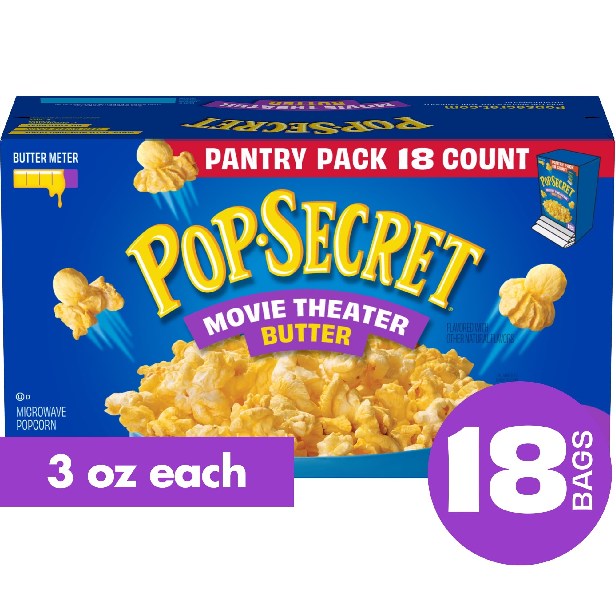 Pop Secret Microwave Popcorn, Movie Theater Butter Flavor, 3 oz Sharing Bags, 18 Ct — grocery product