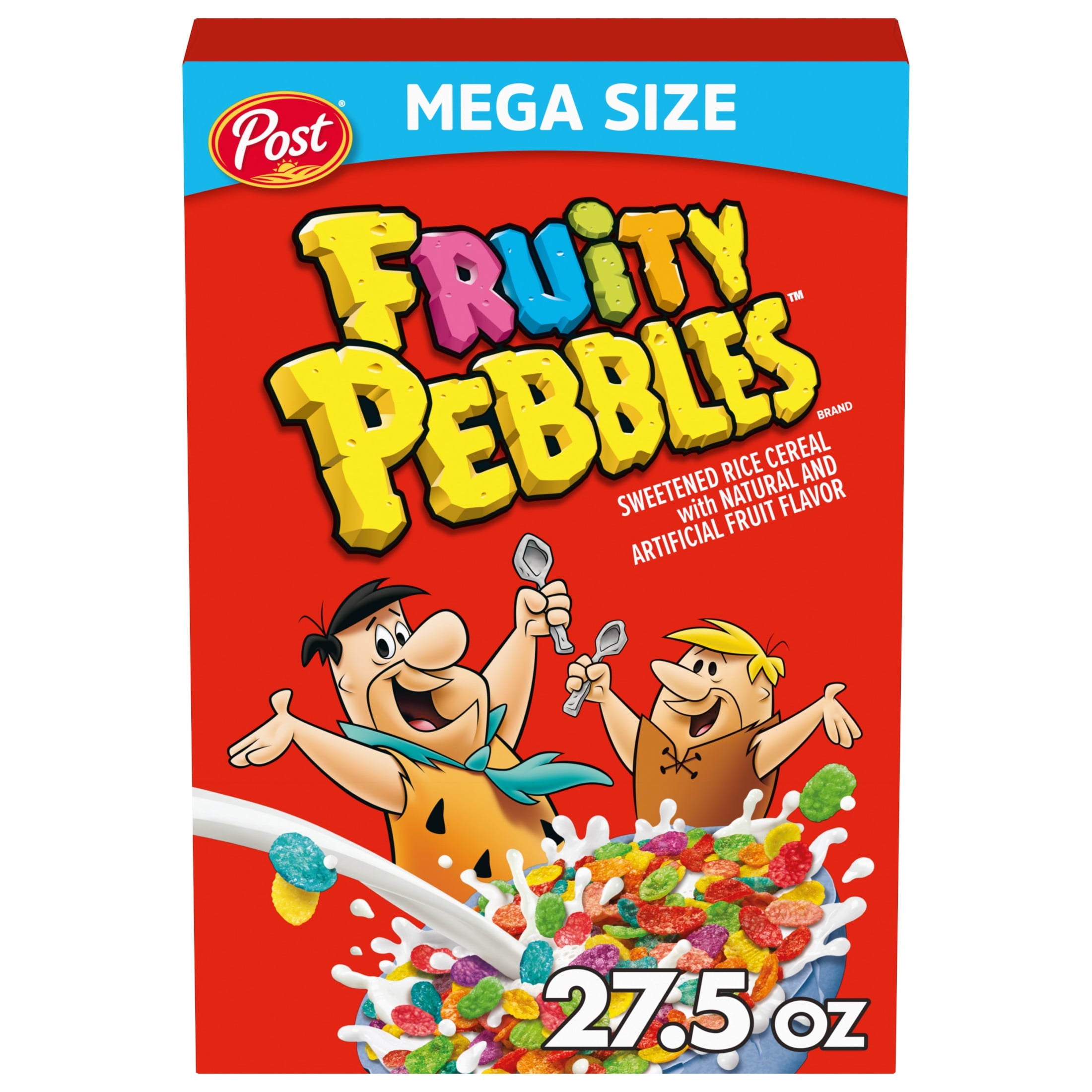 Post Fruity PEBBLES Breakfast Cereal, Gluten Free, Crunchy, Mega Size, 27.5 oz — grocery product
