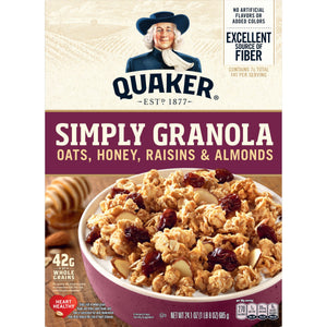 Quaker Simply Granola Breakfast Cereal, Oats Honey Raisins & Almonds, 24.1 oz Box — grocery product