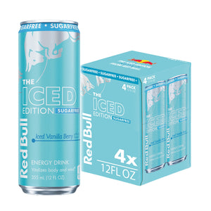 Red Bull Iced Edition Sugarfree Energy Drink, Iced Vanilla Berry, 12 fl. oz., Pack of 4 cans — coffee and drinks product
