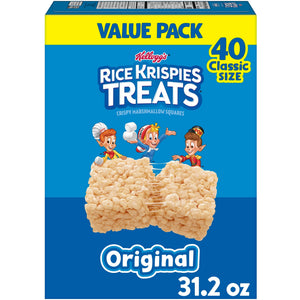 Rice Krispies Treats Original Chewy Crispy Marshmallow Squares, Snacks Value Pack, 31.2 oz, 40 Count — grocery product