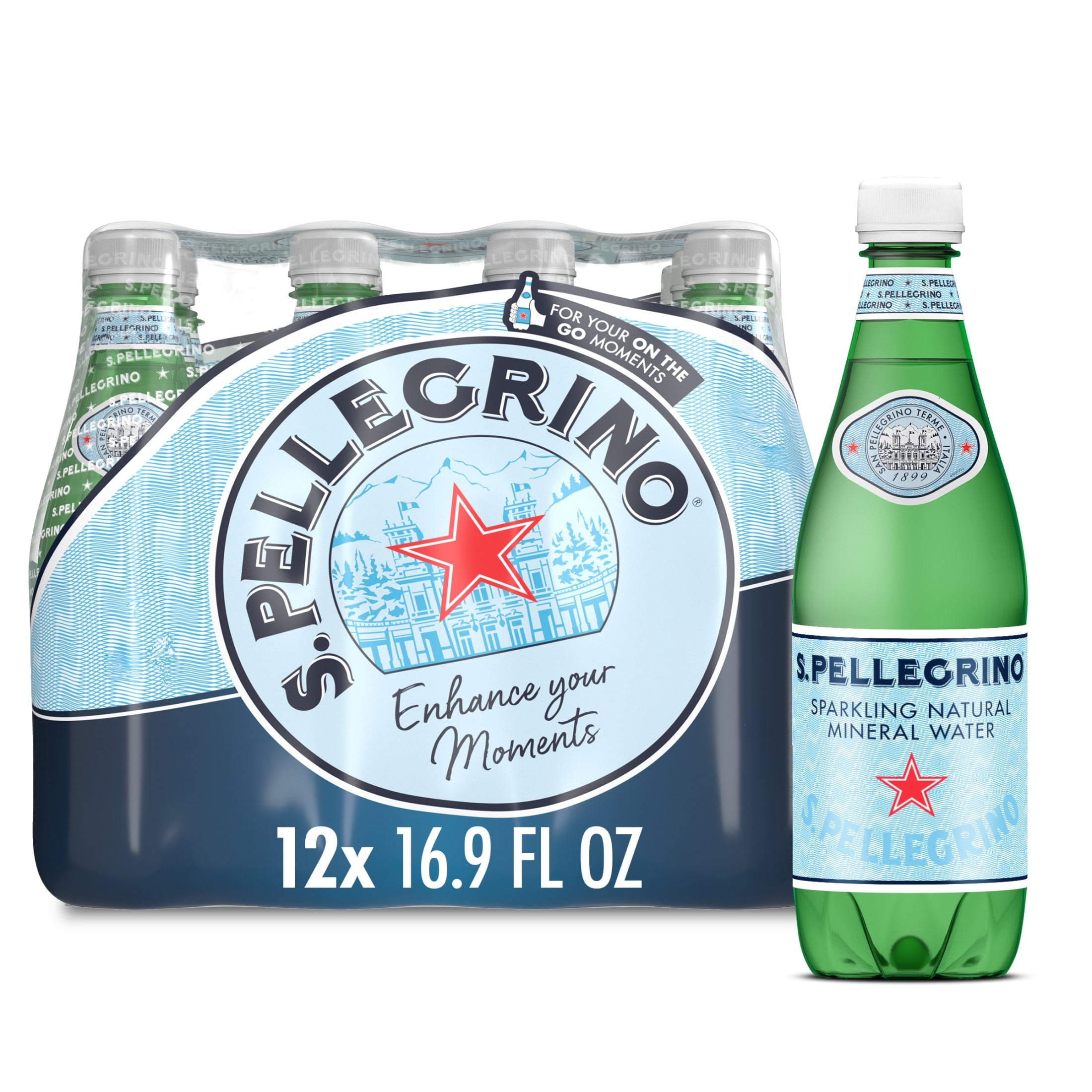 Sanpellegrino S.Pellegrino Sparkling Natural Mineral Water, 16.9 fl oz., 12 Pack Plastic Bottles — coffee and drinks product