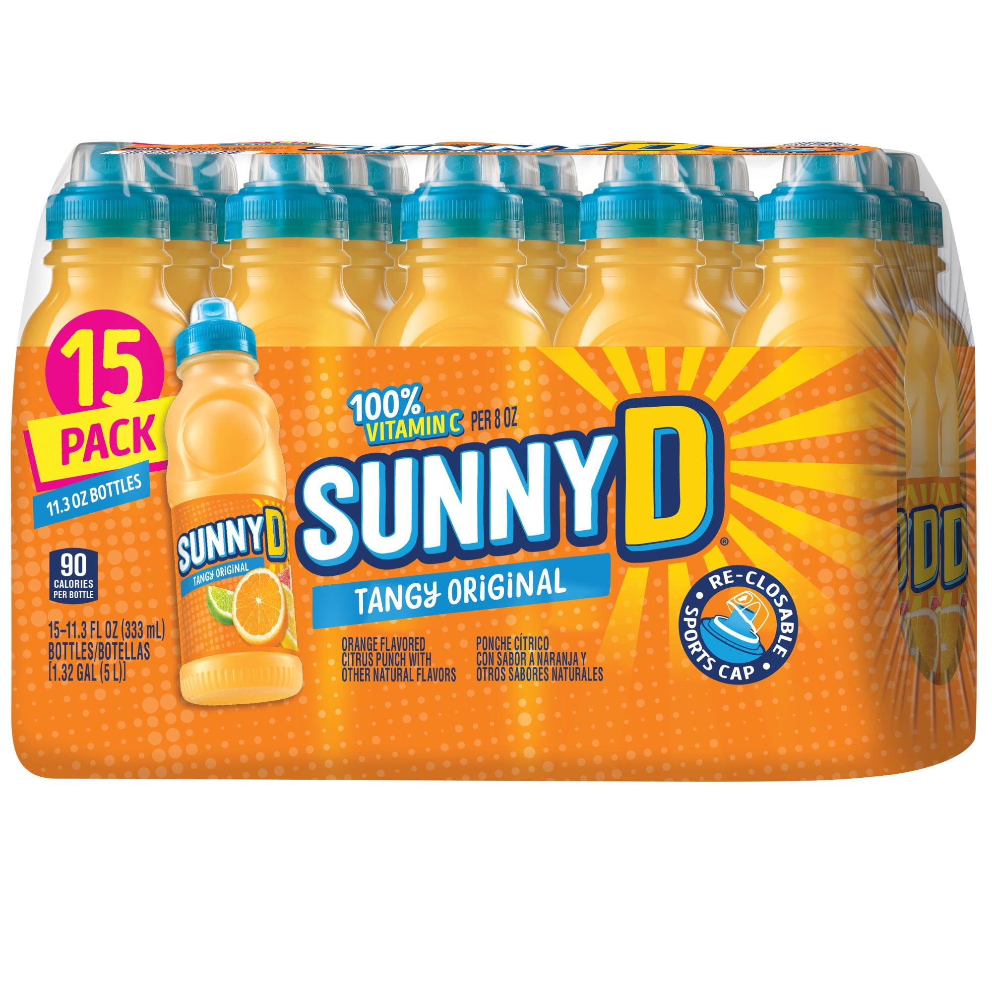 SUNNYD Tangy Original Orange Juice Drink, Single Serving, 15 Pack, Shelf Stable — coffee and drinks product