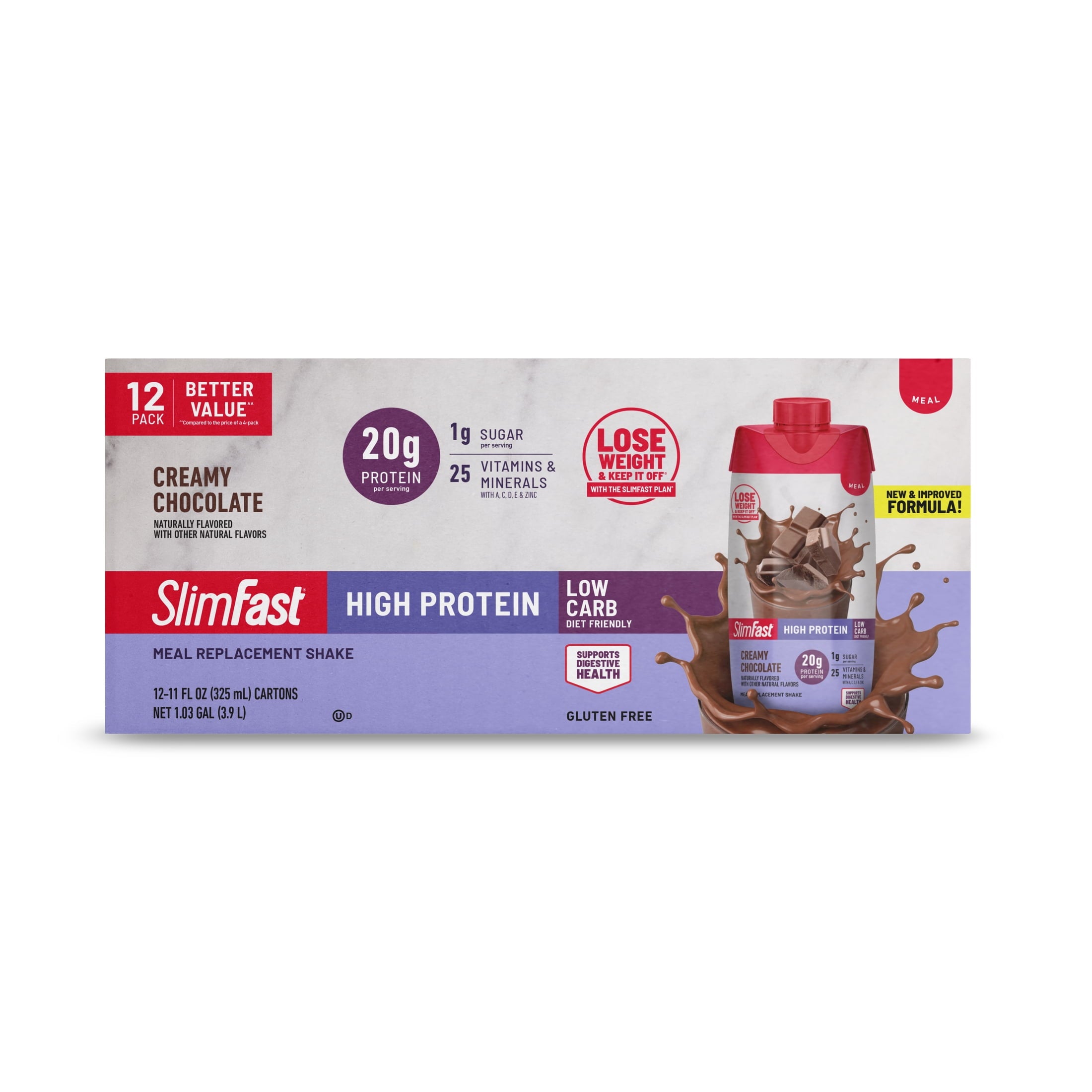 SlimFast High Protein 20g Ready To Drink Meal Replacement Shake Creamy Chocolate, 11oz, 12ct — sports nutrition product