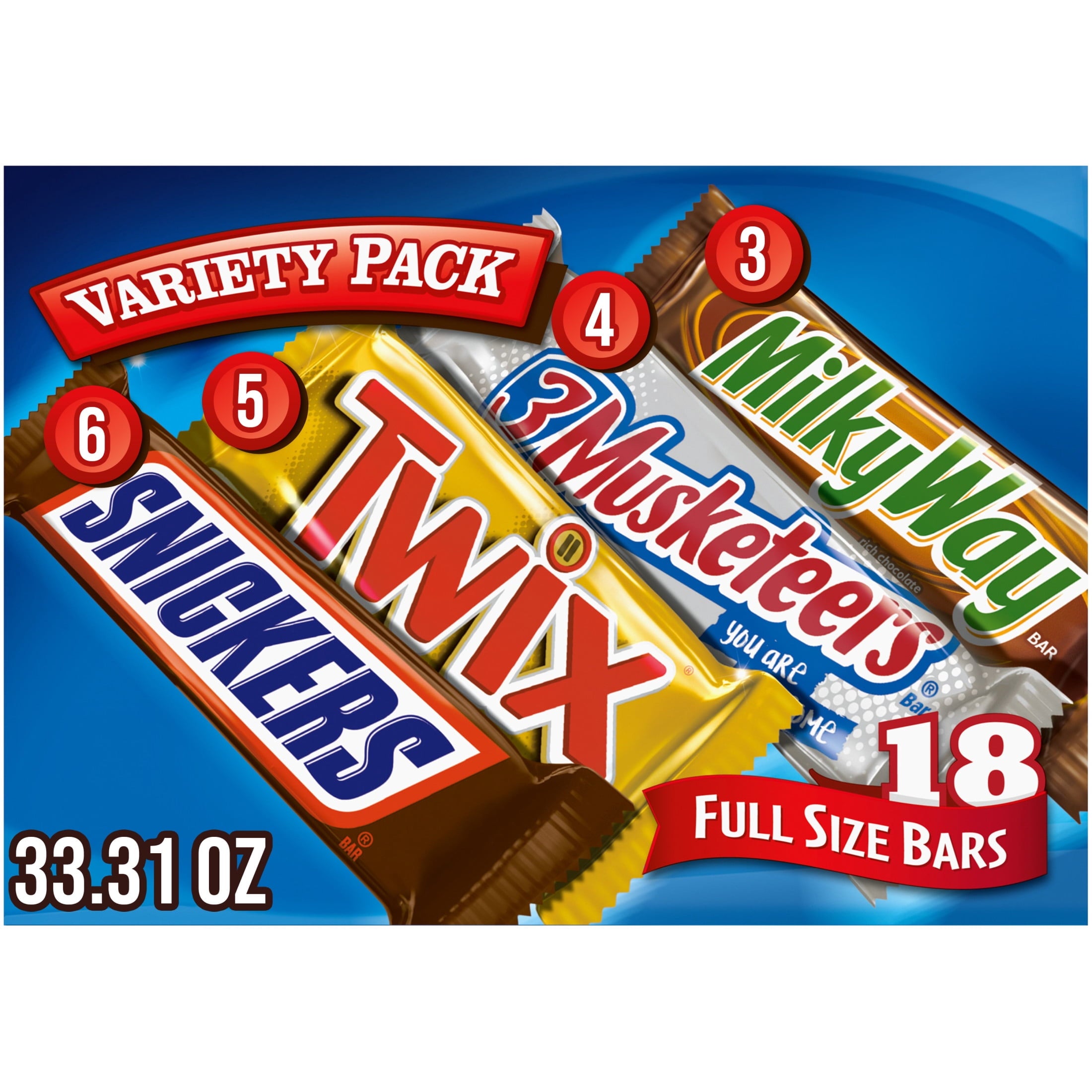 Mars Snickers, Twix, Milky Way & More Assorted Milk Chocolate Candy Bars - 18 Bars — grocery product