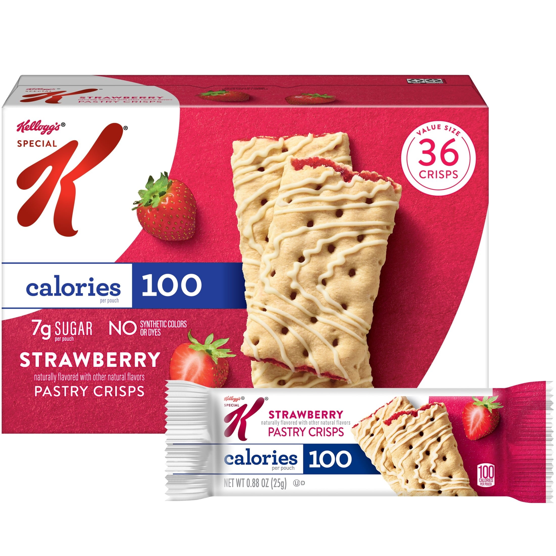 Special K Bar Strawberry Chewy Pastry Crisps, 100 Calories, 15.84 oz, 36 Count — grocery product