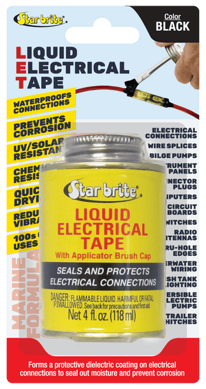 Star Brite Liquid Electrical Tape - Black Vinyl Coating - 4oz Can with Applicator Brush — home and garden product