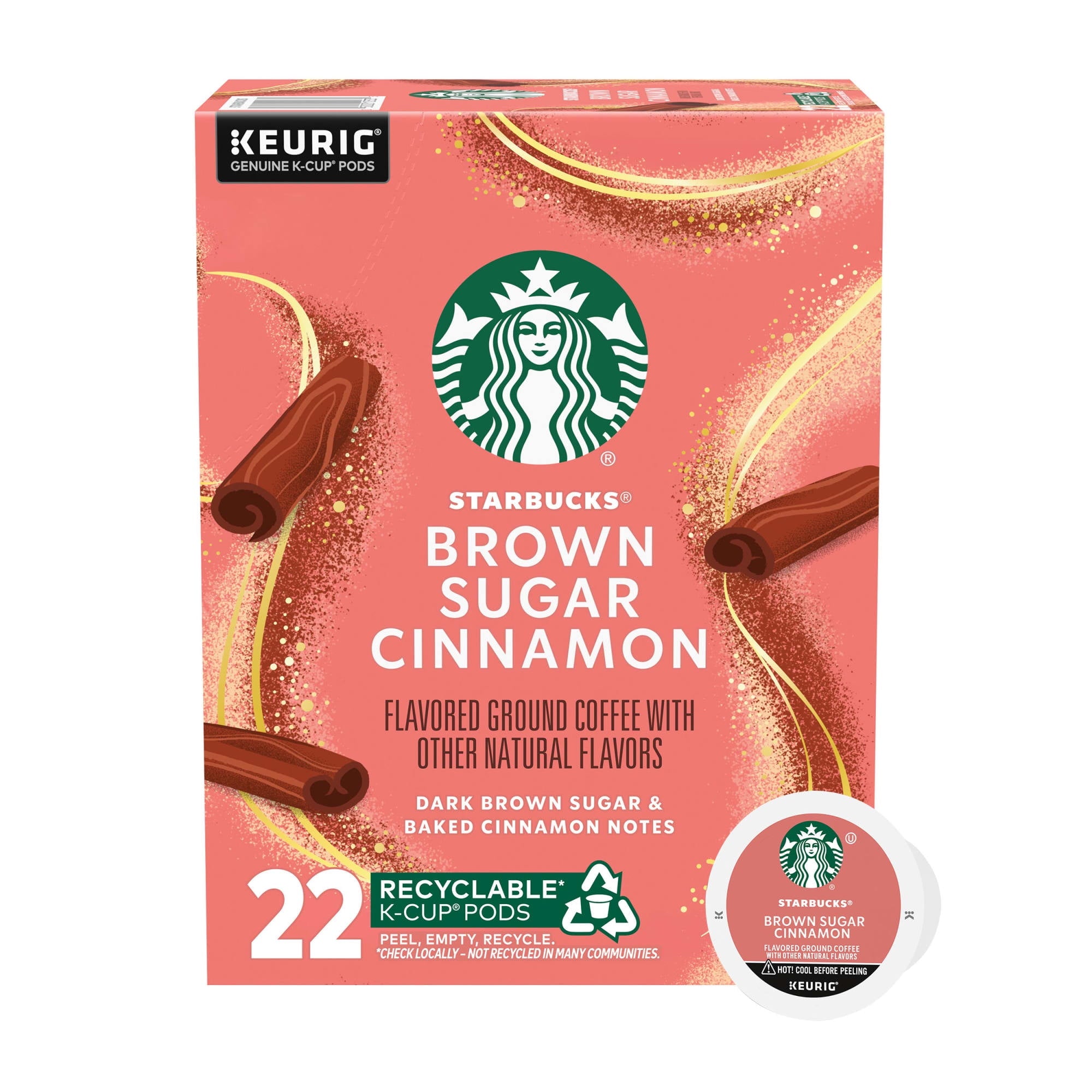 Starbucks Brown Sugar Cinnamon, Hot or Iced Coffee, Flavored K-Cup Coffee Pods, 22 Count — coffee and drinks product