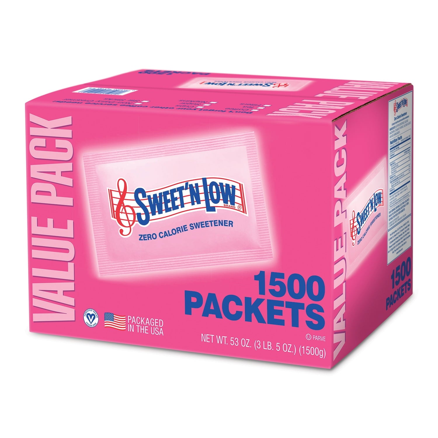 Sweet'N Low Zero Calorie Sweetener, Sugar Substitute Packets, 53 oz, 1500 Count — grocery product