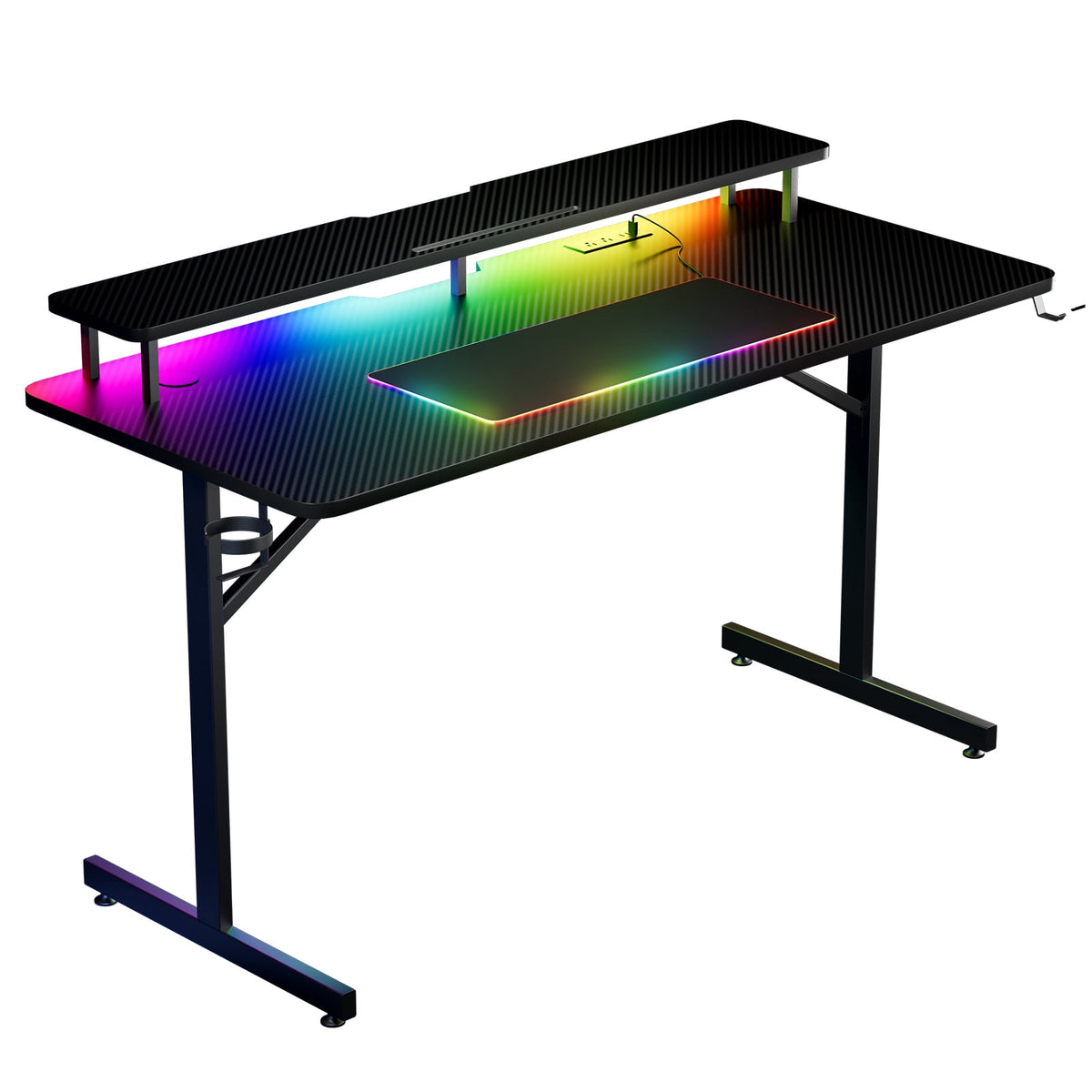 GTRACING Lumina Elite LED Gaming Desk with USB and Power Outlets