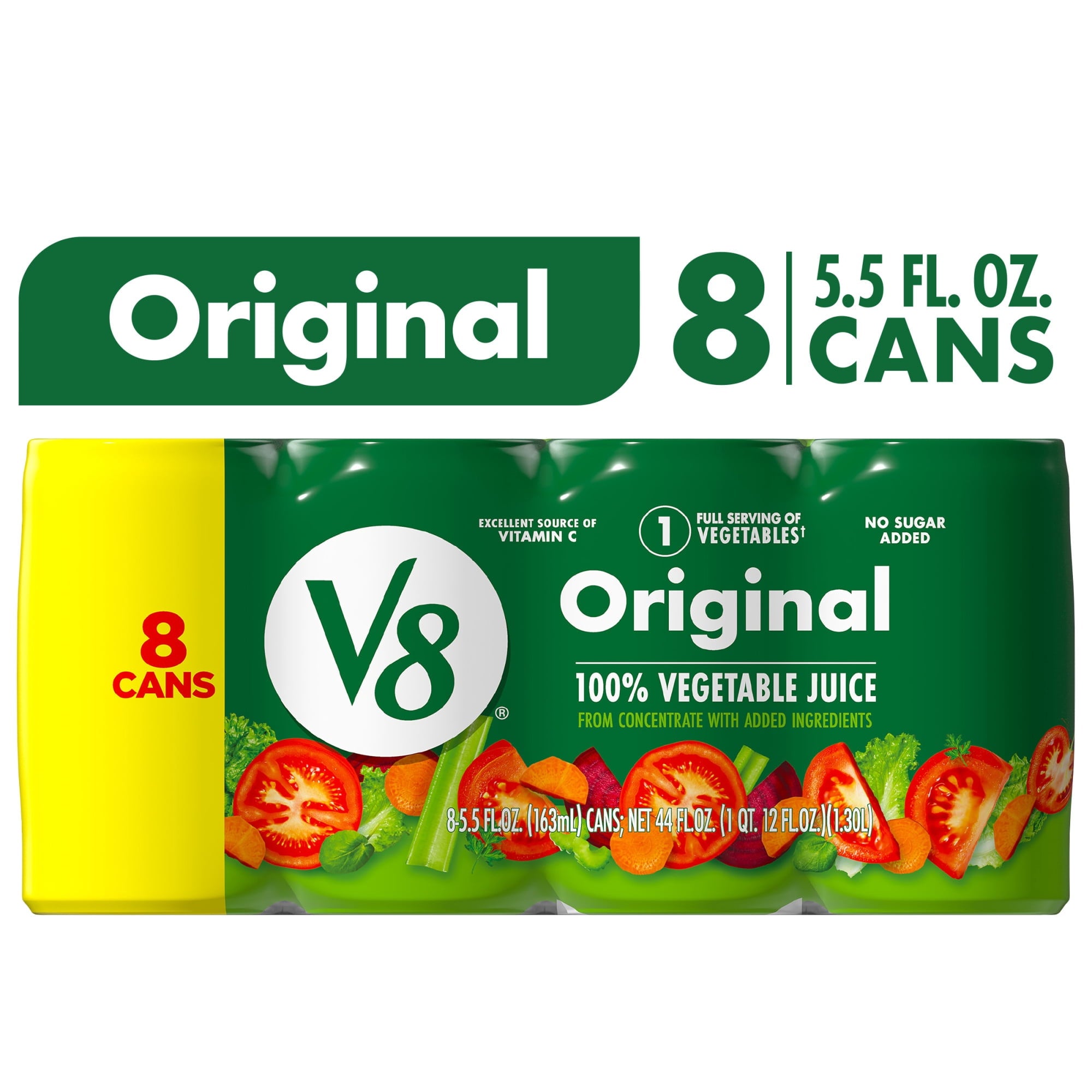 V8 Original 100% Vegetable Juice, 5.5 fl oz Can, 8 Count — coffee and drinks product