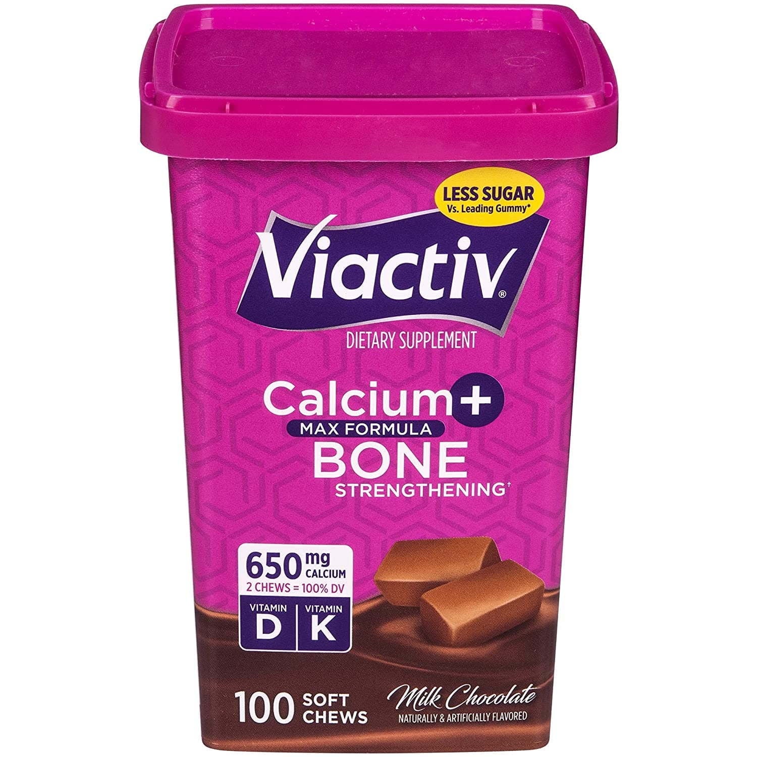 Viactiv Calcium + Vitamin D3 Supplement Soft Chews, Milk Chocolate, Calcium for Bone Health, 100 Count — supplement pack