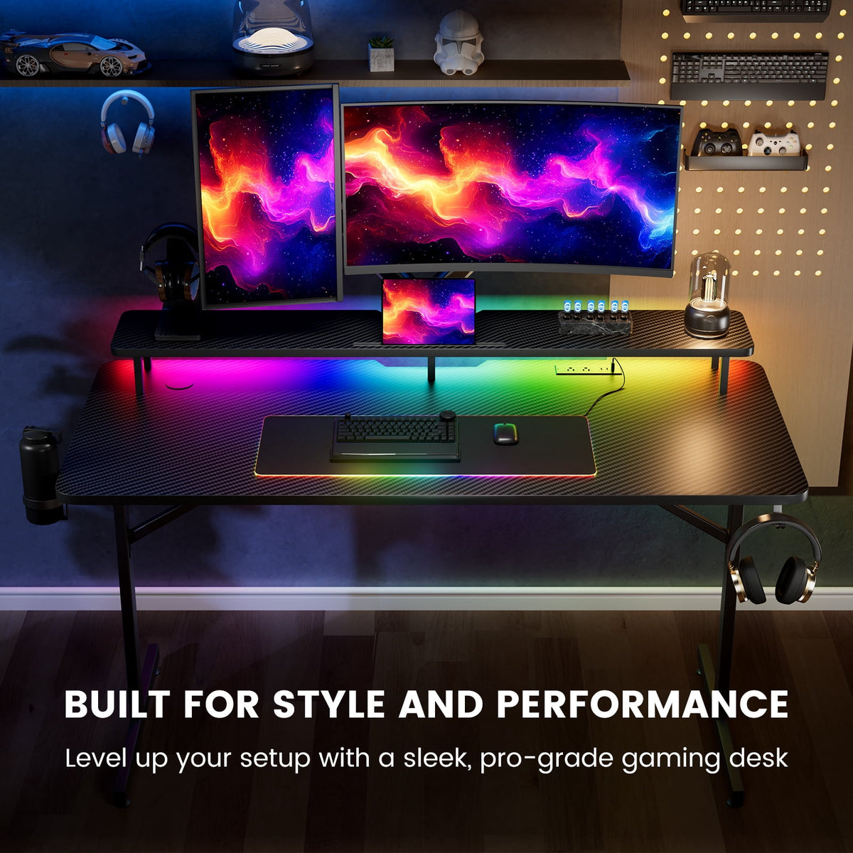 GTRACING Lumina Elite LED Gaming Desk with USB and Power Outlets - image 2 of 6