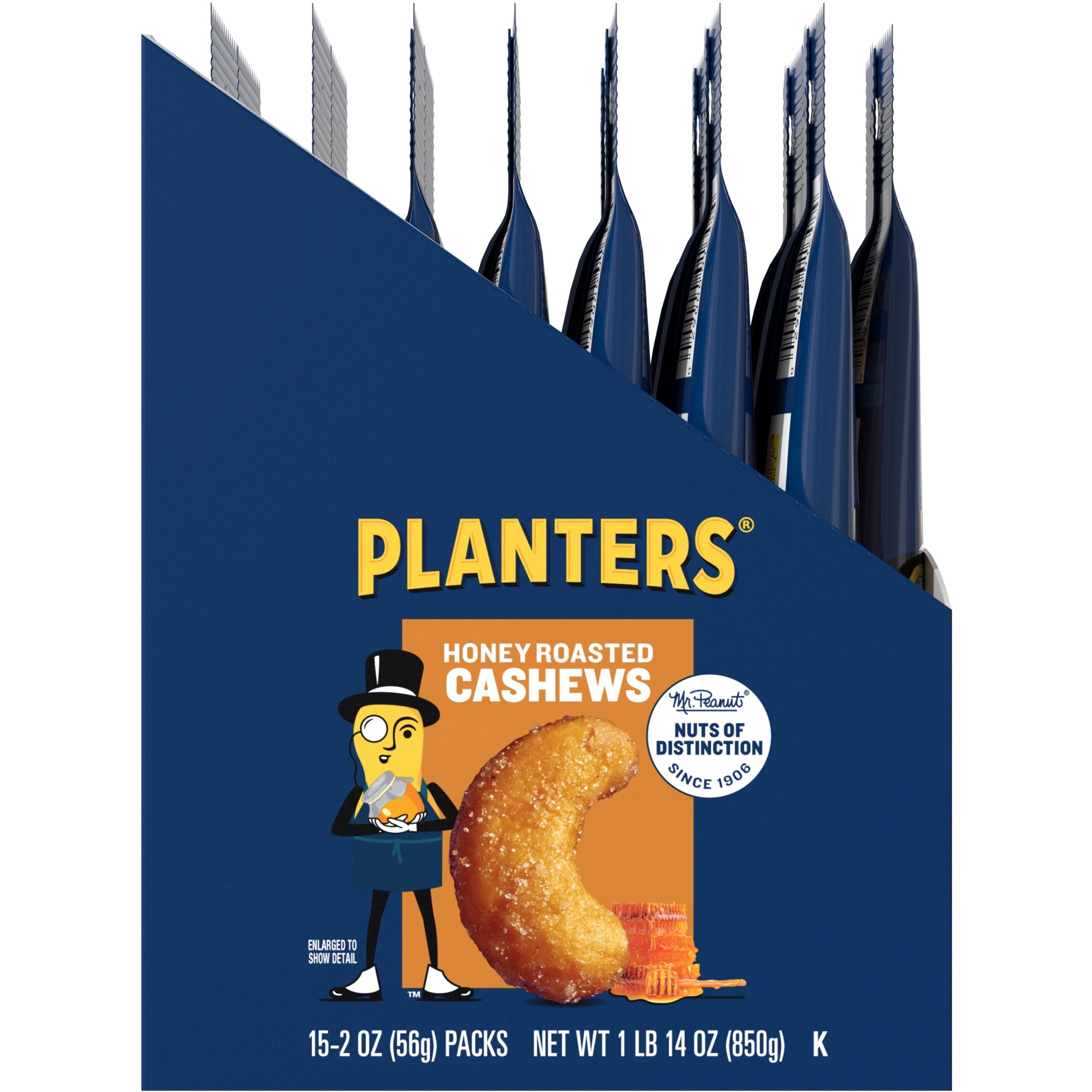PLANTERS Deluxe Honey Roasted Whole Cashews, Plant Based Protein, 2 oz Bags (pack of 15) — grocery product, view 5