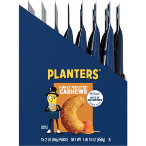 PLANTERS Deluxe Honey Roasted Whole Cashews, Plant Based Protein, 2 oz Bags (pack of 15) — grocery product, view 5