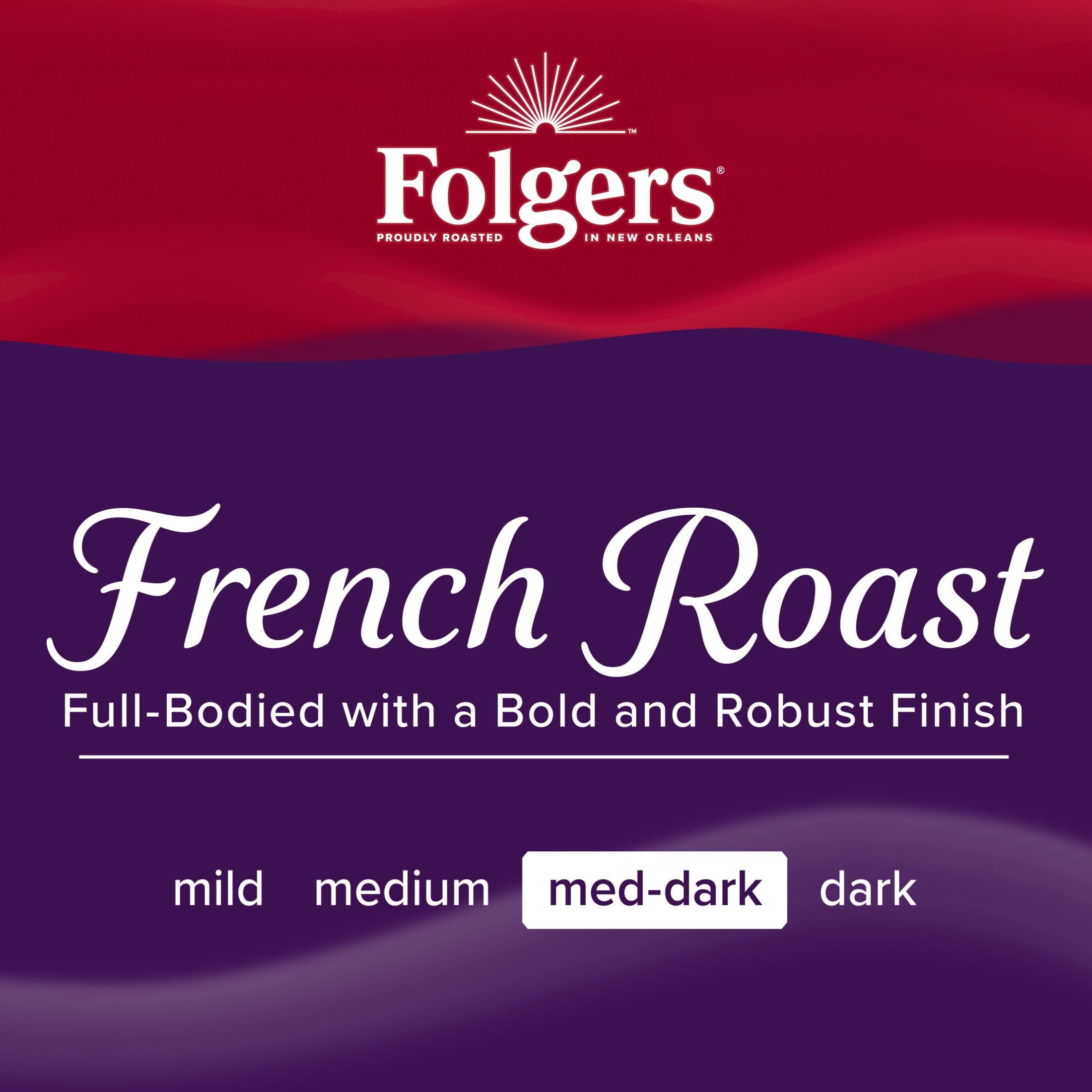 Folgers French Roast Ground Coffee, Medium Dark Roast, 22.6 oz Canister — coffee and drinks product, view 10