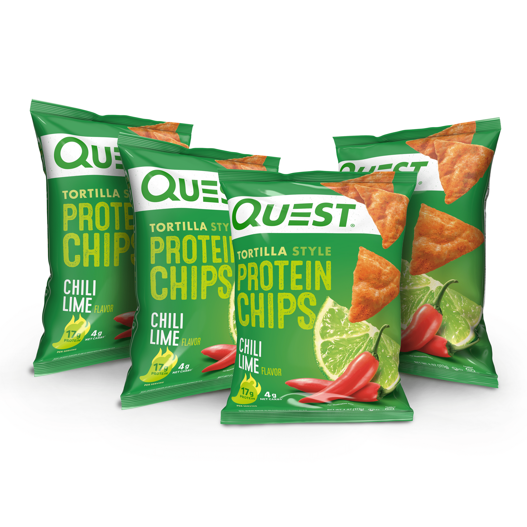 Quest Tortilla Style Protein Chips, Chili Lime, 1.1oz - 4 Count Bags — sports nutrition product, view 2