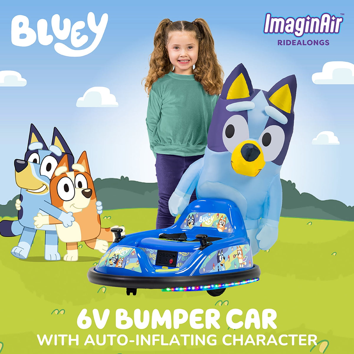 Bluey 6V ImaginAir Ride-On Bumper Car with Inflatable Character - image 3 of 6