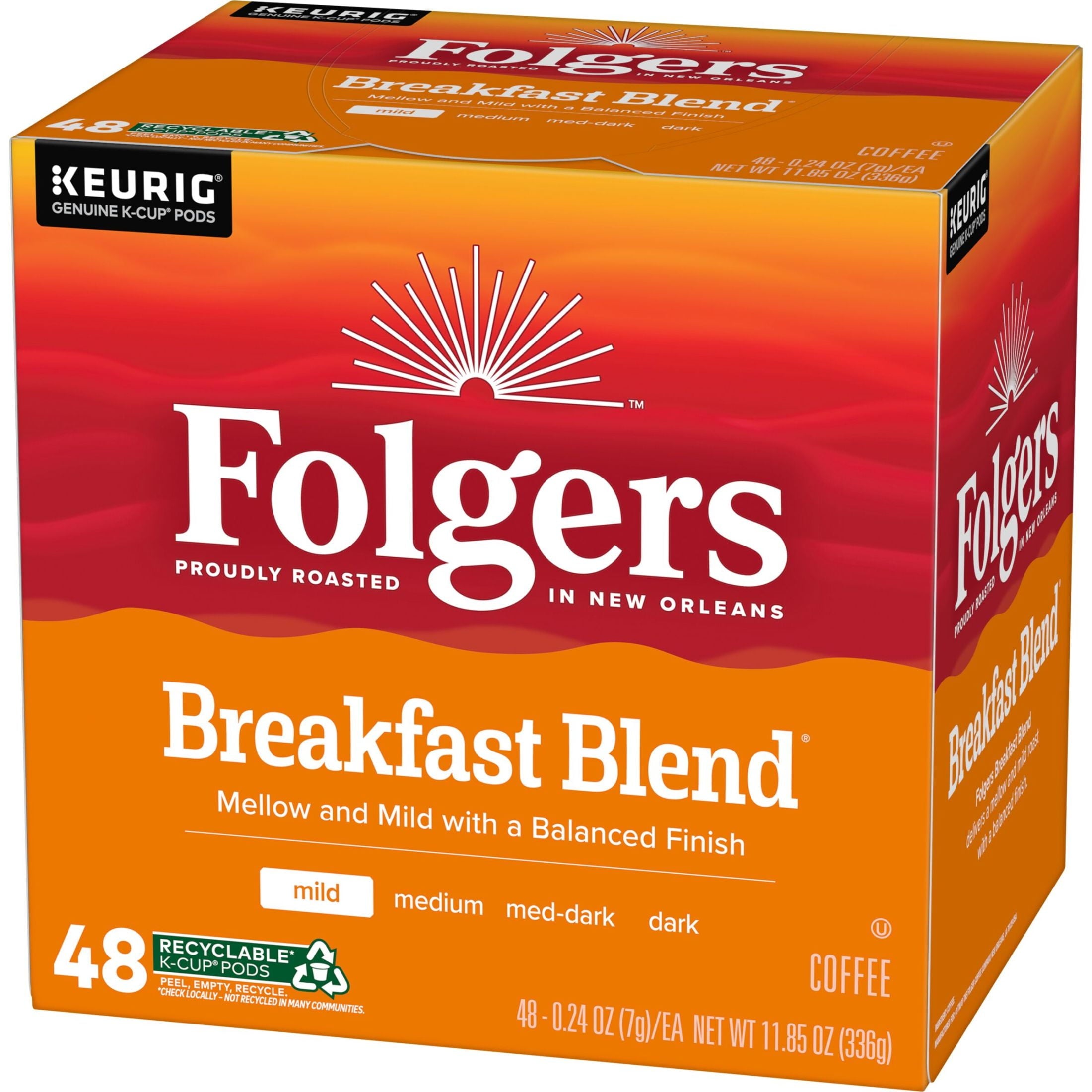 Folgers Breakfast Blend, Mild Roast Coffee, Keurig K Cup Pods, 48 Count Box — coffee and drinks product, view 10