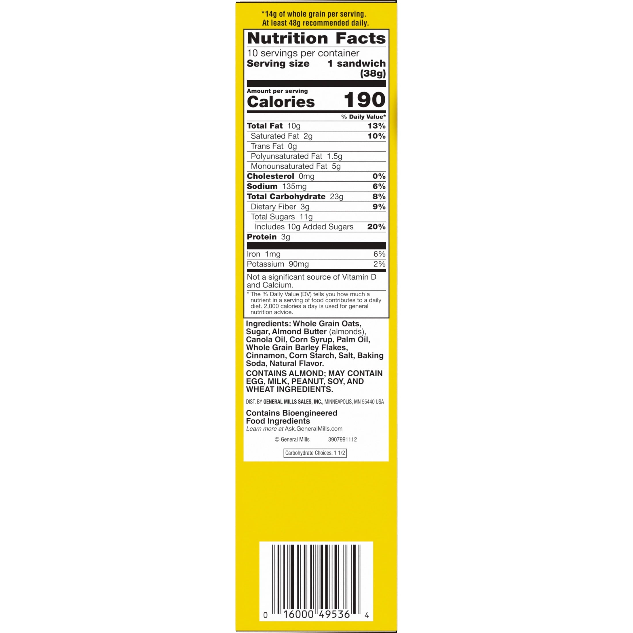 Nature Valley Biscuit Sandwiches, Cinnamon Almond Butter, 10 Bars, 13.5 oz — grocery product, view 14