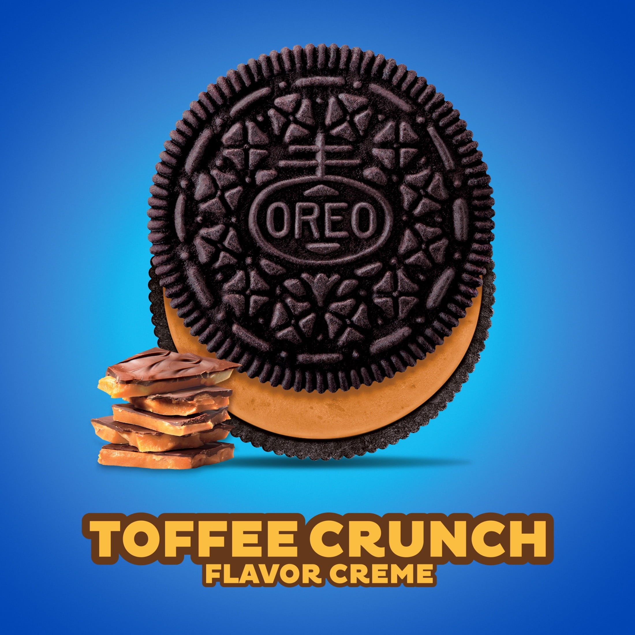 (3 pack) OREO Toffee Crunch Creme with Sugar Crystals Chocolate Sandwich Cookies, Family Size — grocery product, view 3
