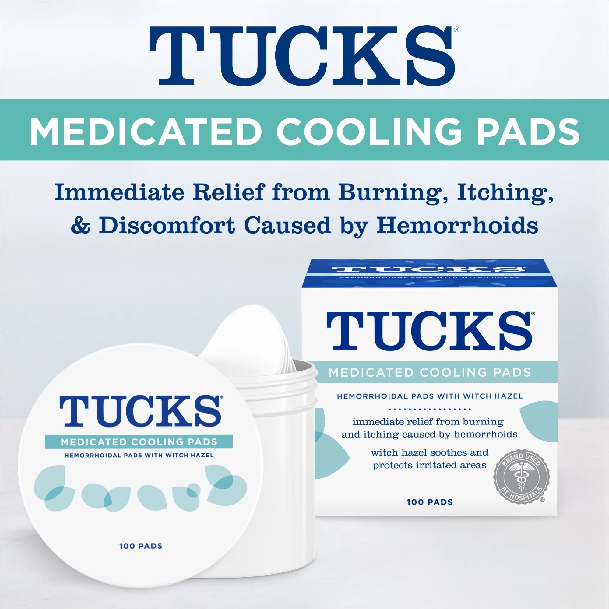TUCKS Medicated Cooling Pads with Witch Hazel for Hemorrhoid Relief, 100 Count — health and personal care product, view 3