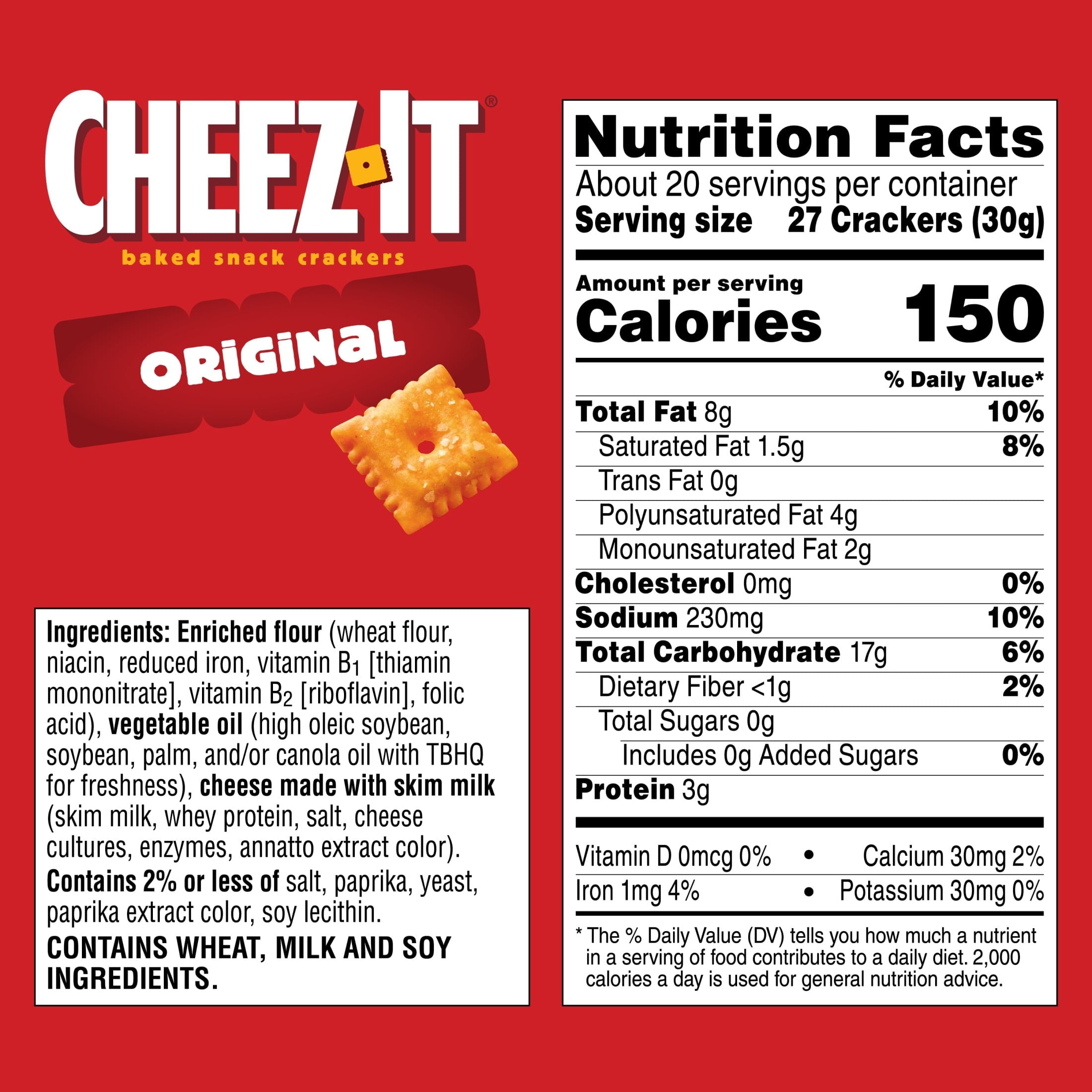 Cheez-It Original Cheese Crackers, Baked Snack Crackers, 21 oz — grocery product, view 8