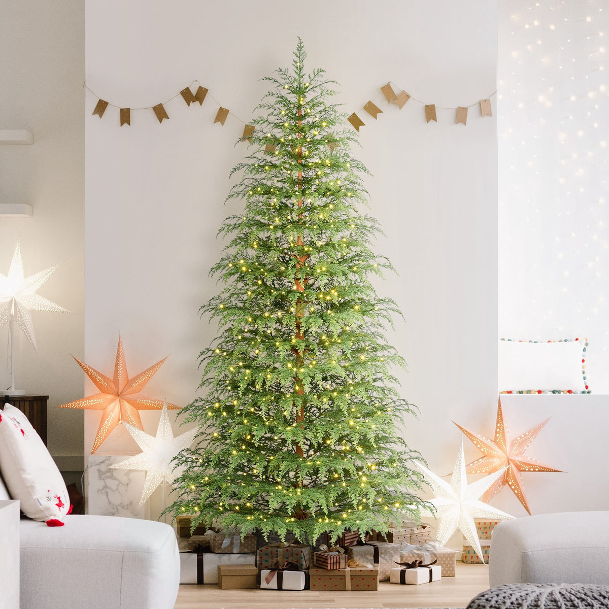 My Texas House 7.5' Pre-Lit Cypress Green Artificial Christmas Tree with 500 Warm White Twinkle LED - image 2 of 6
