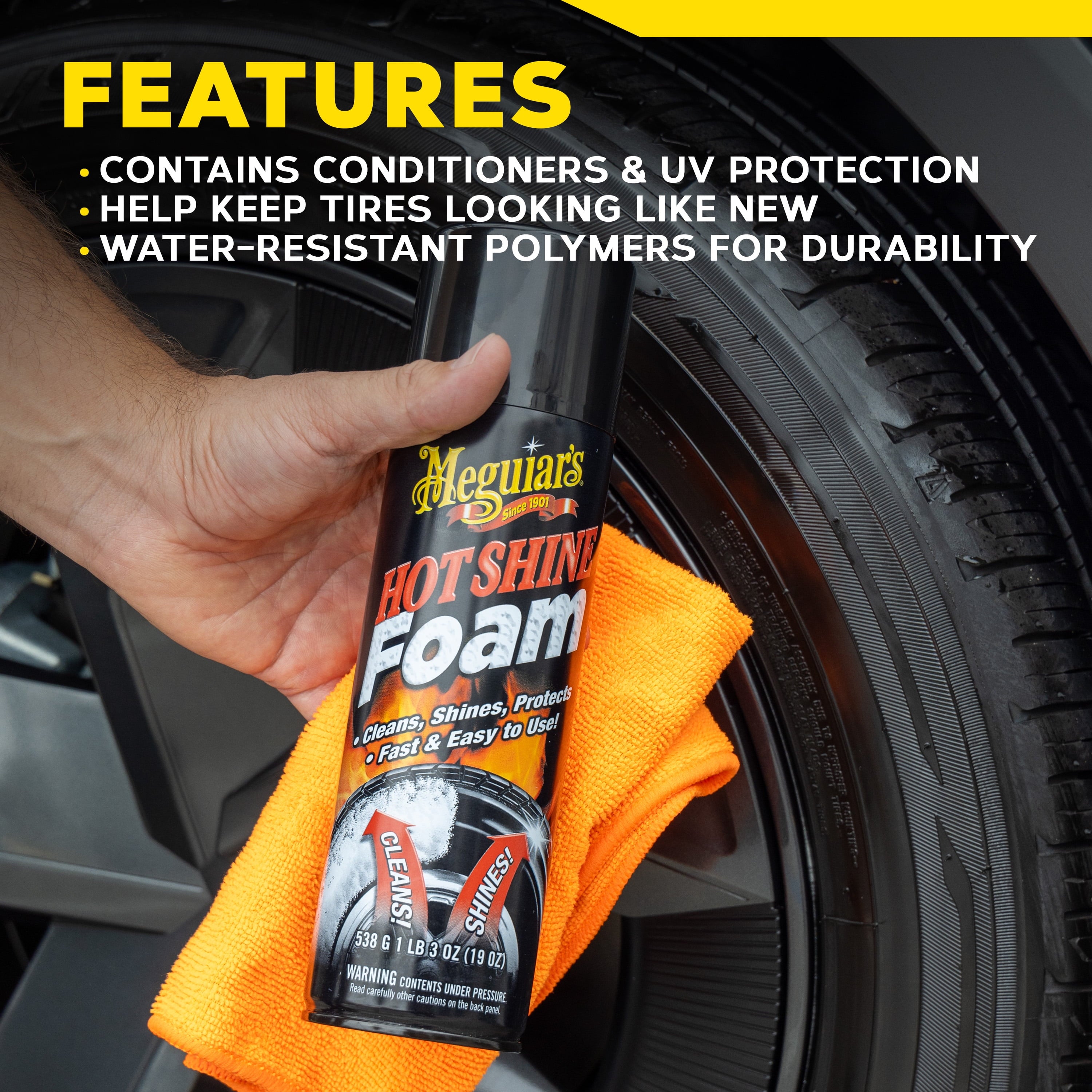 (2 pack) Meguiar's Hot Shine Tire Foam for Cars and Trucks, 19 oz — automotive product, view 9