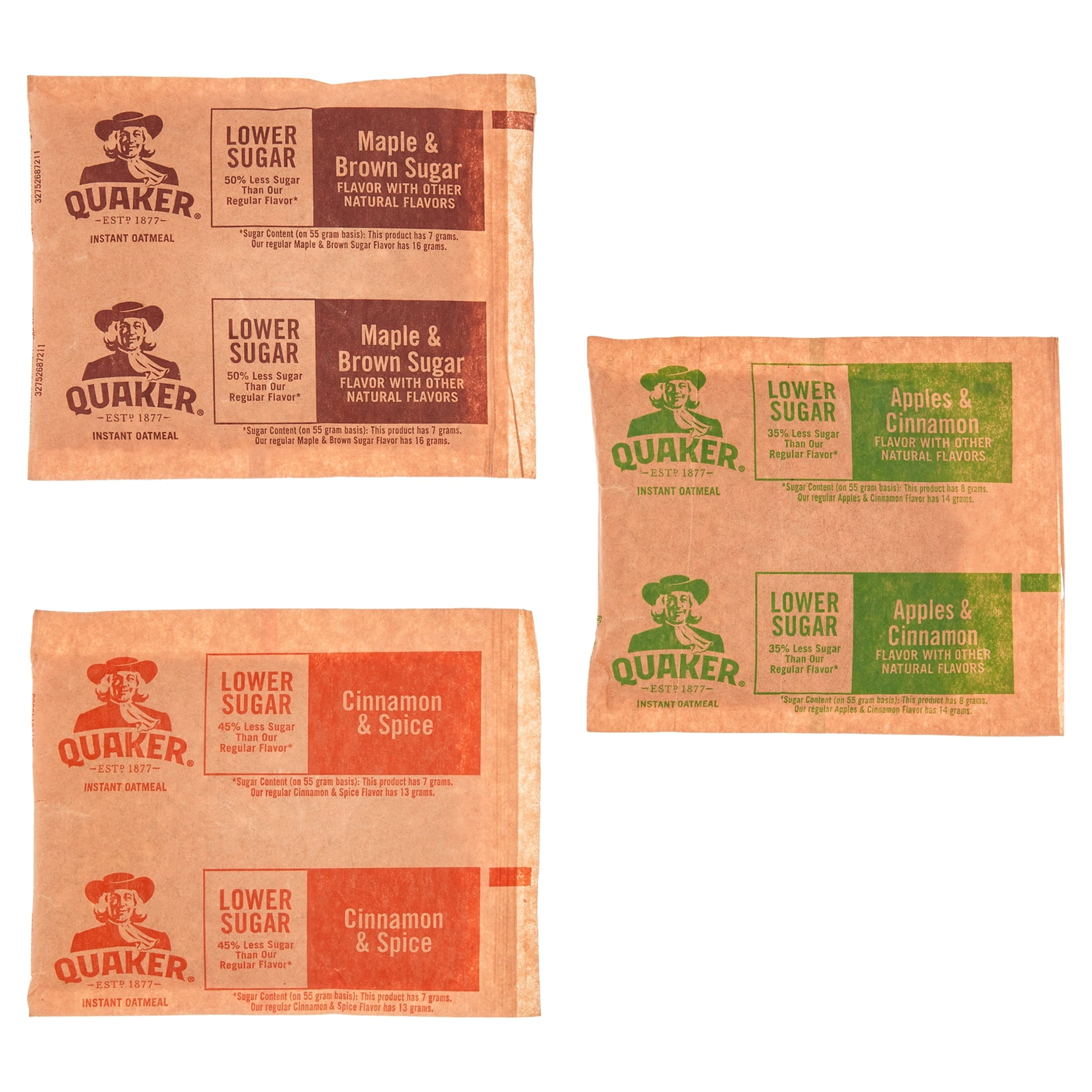 Quaker Instant Oatmeal, Lower Sugar Variety Pack, 1.16 oz, 20 Packets — grocery product, view 12