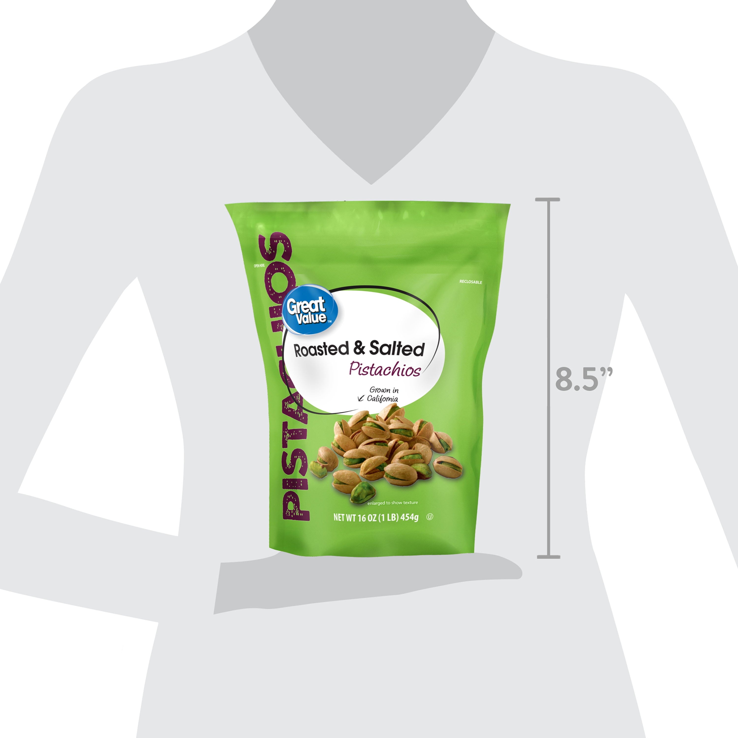 Great Value Roasted & Salted Pistachios, 16 oz Resealable Bag — grocery product, view 6