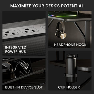 GTRACING Lumina Elite LED Gaming Desk with USB and Power Outlets - image 5 of 6