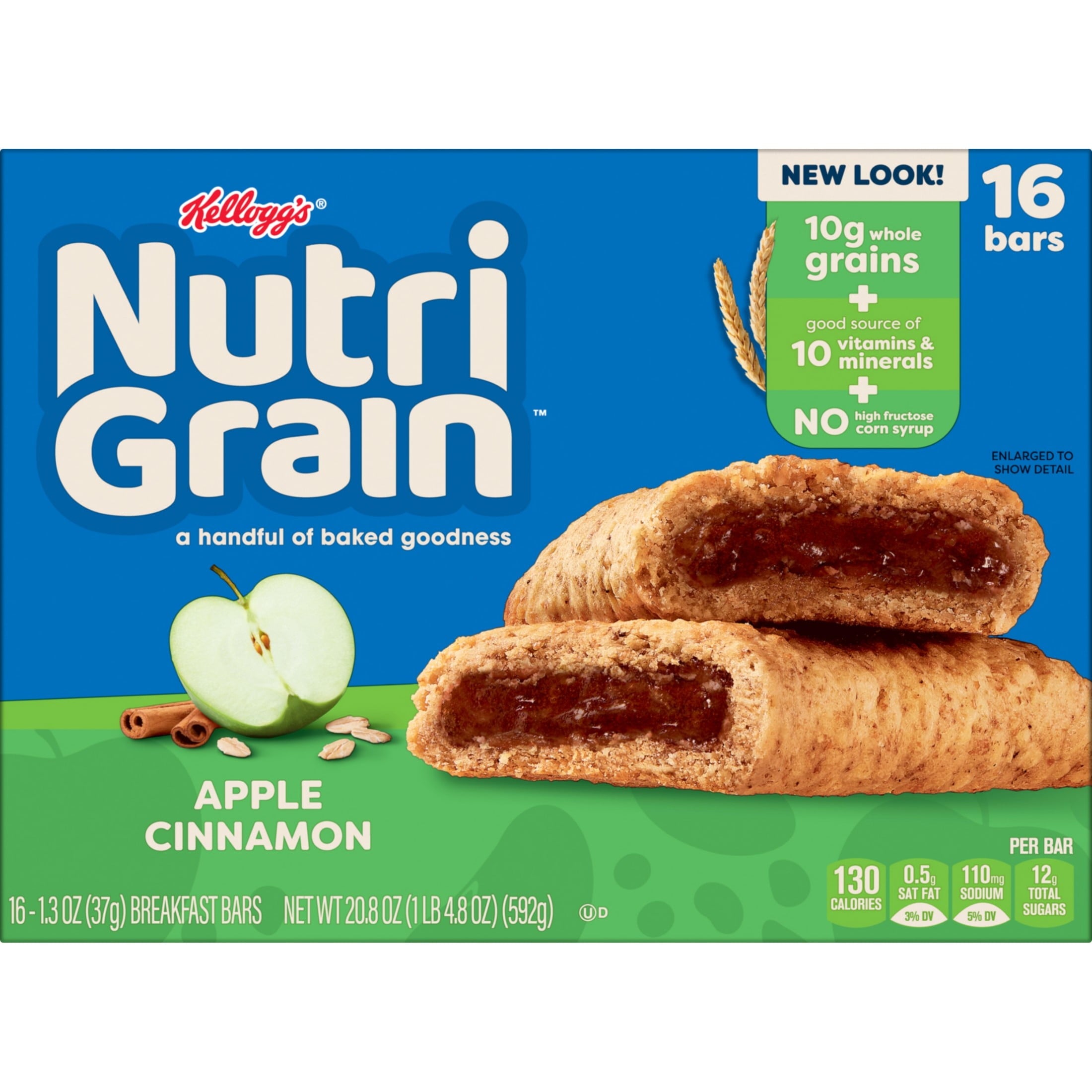 Kellogg's Nutri-Grain Apple Cinnamon Chewy Breakfast Bars, Made with 10g Whole Grains, 20.8 oz — grocery product, view 10