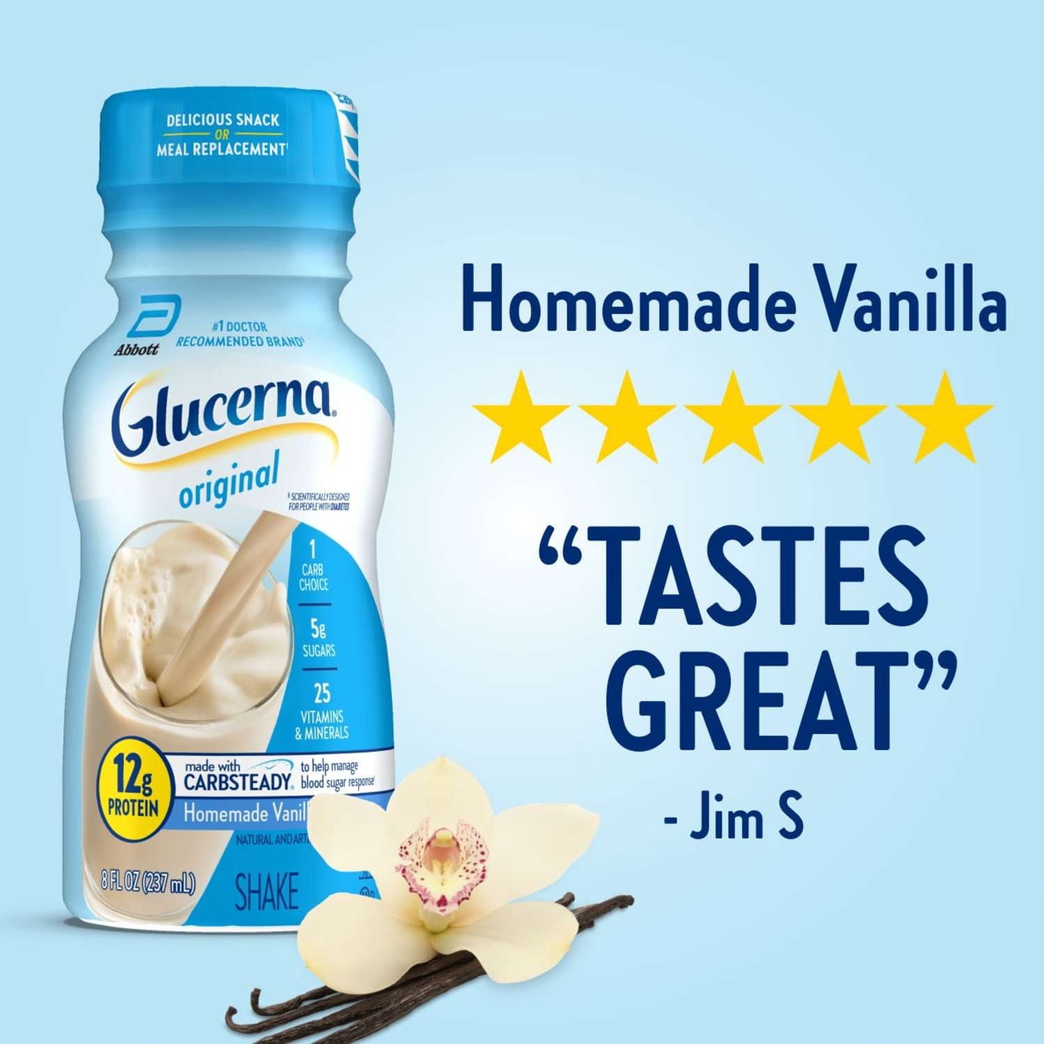 Glucerna Original Diabetic Protein Shake, Homemade Vanilla, 8 fl oz Bottle, 16 Count — sports nutrition product, view 9