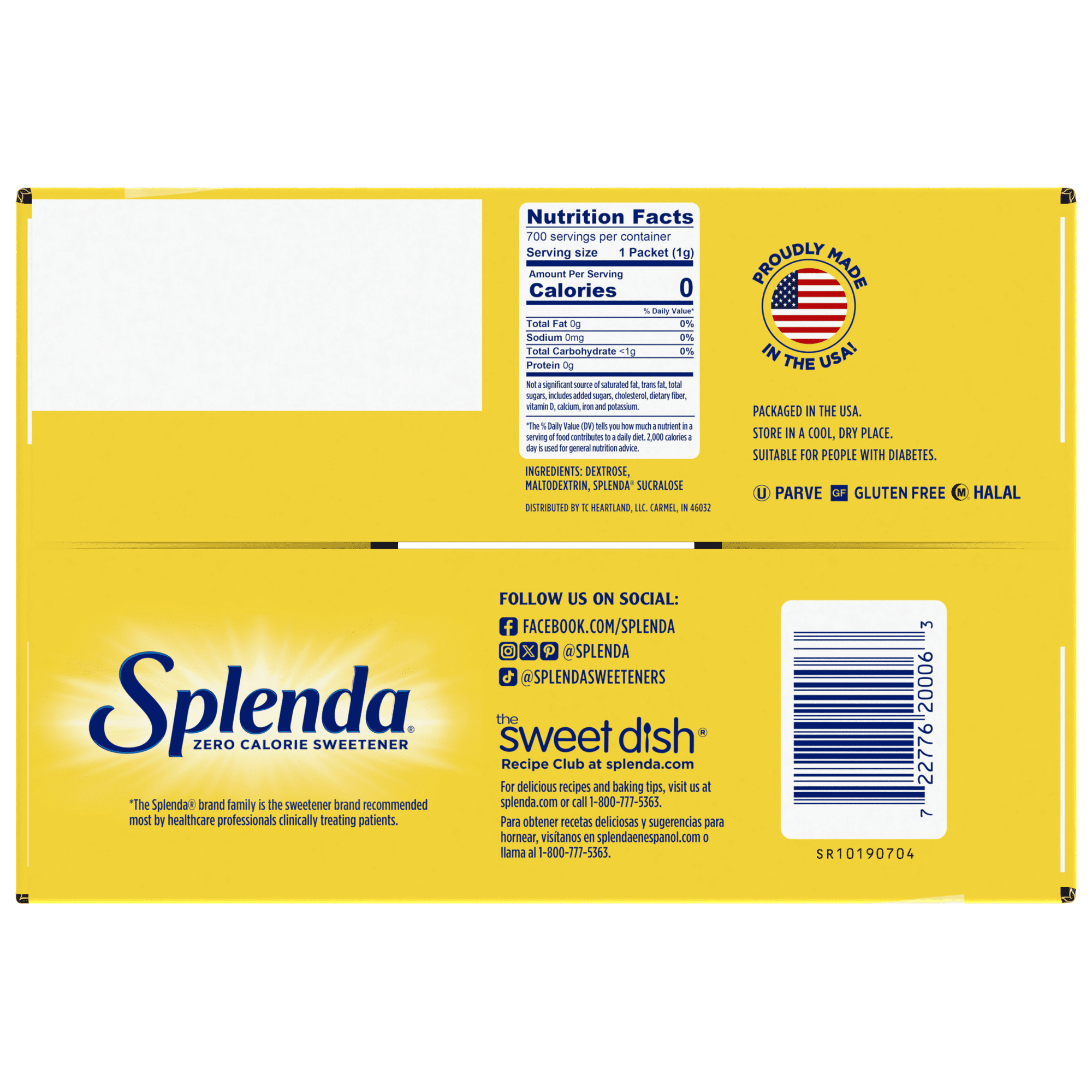Splenda Zero Calorie Sweetener, Sugar Substitute Packets, 700 Count, Cardboard Box — grocery product, view 5