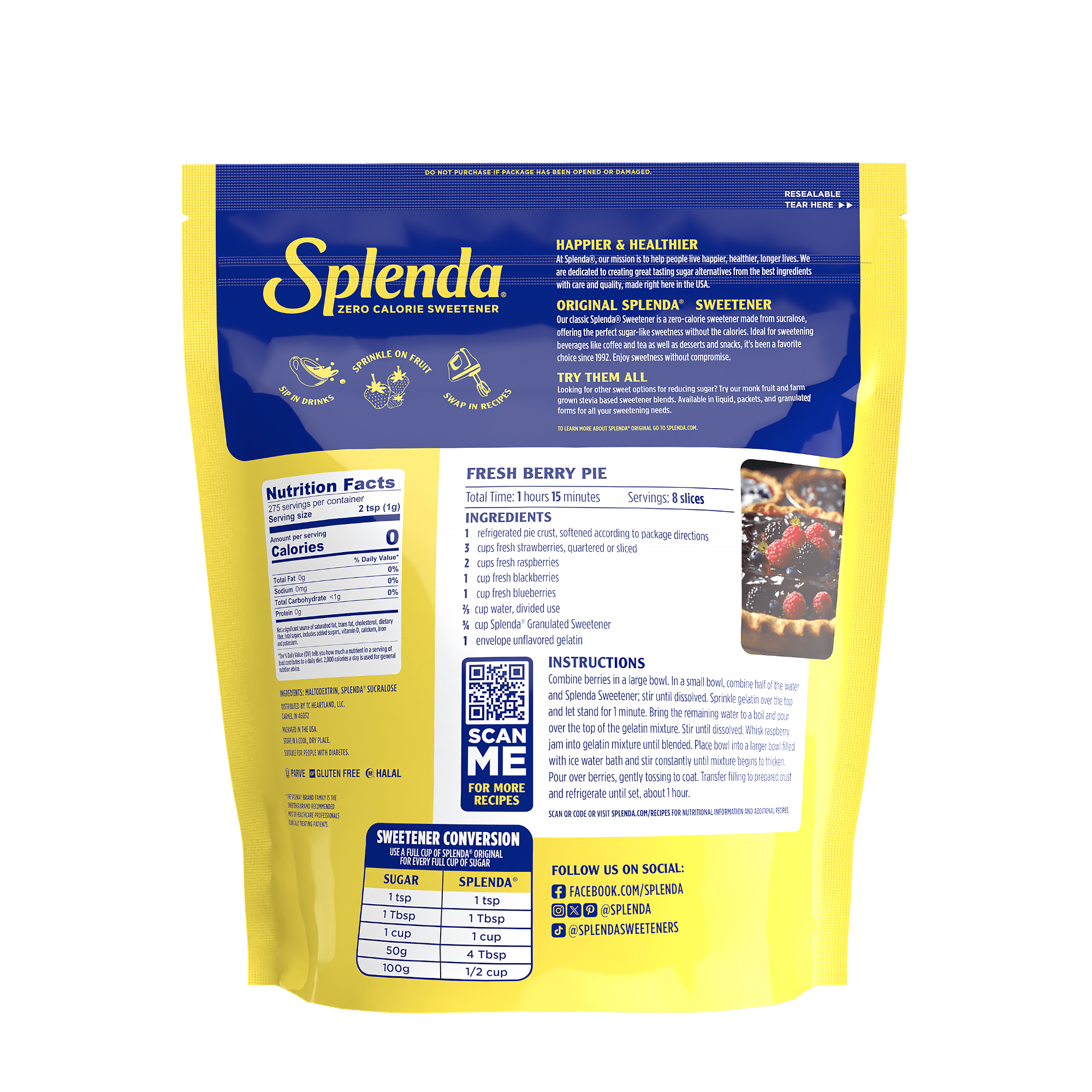 Splenda Zero Calorie Sweetener, Granulated Sugar Substitute, 9.7 oz Plastic Bag — grocery product, view 5