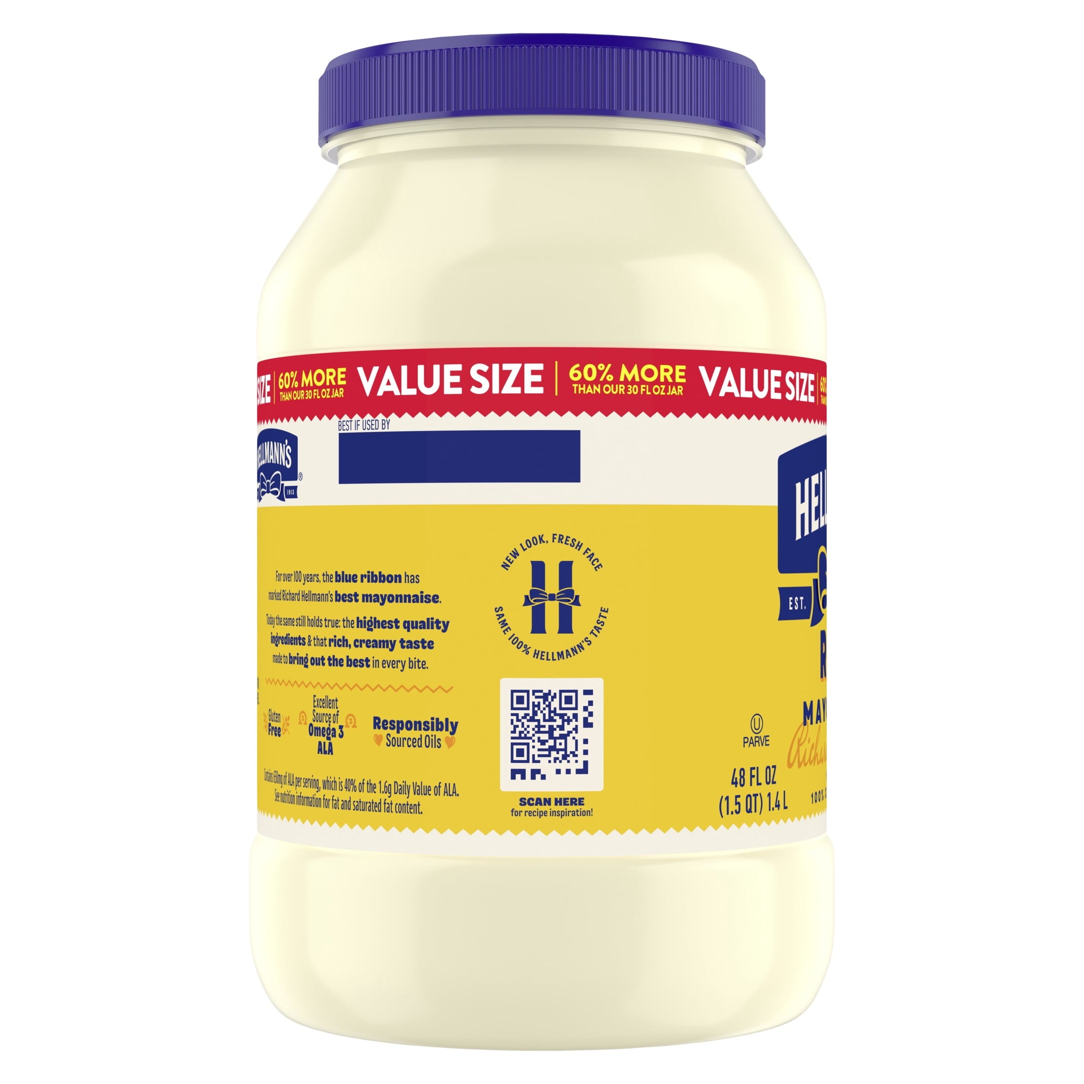 Hellmann's Real Mayonnaise, Sandwich Spread Condiments, 48 oz Jar — grocery product, view 4