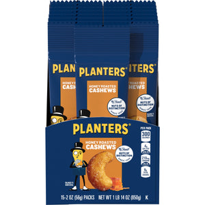 PLANTERS Deluxe Honey Roasted Whole Cashews, Plant Based Protein, 2 oz Bags (pack of 15) — grocery product, view 6
