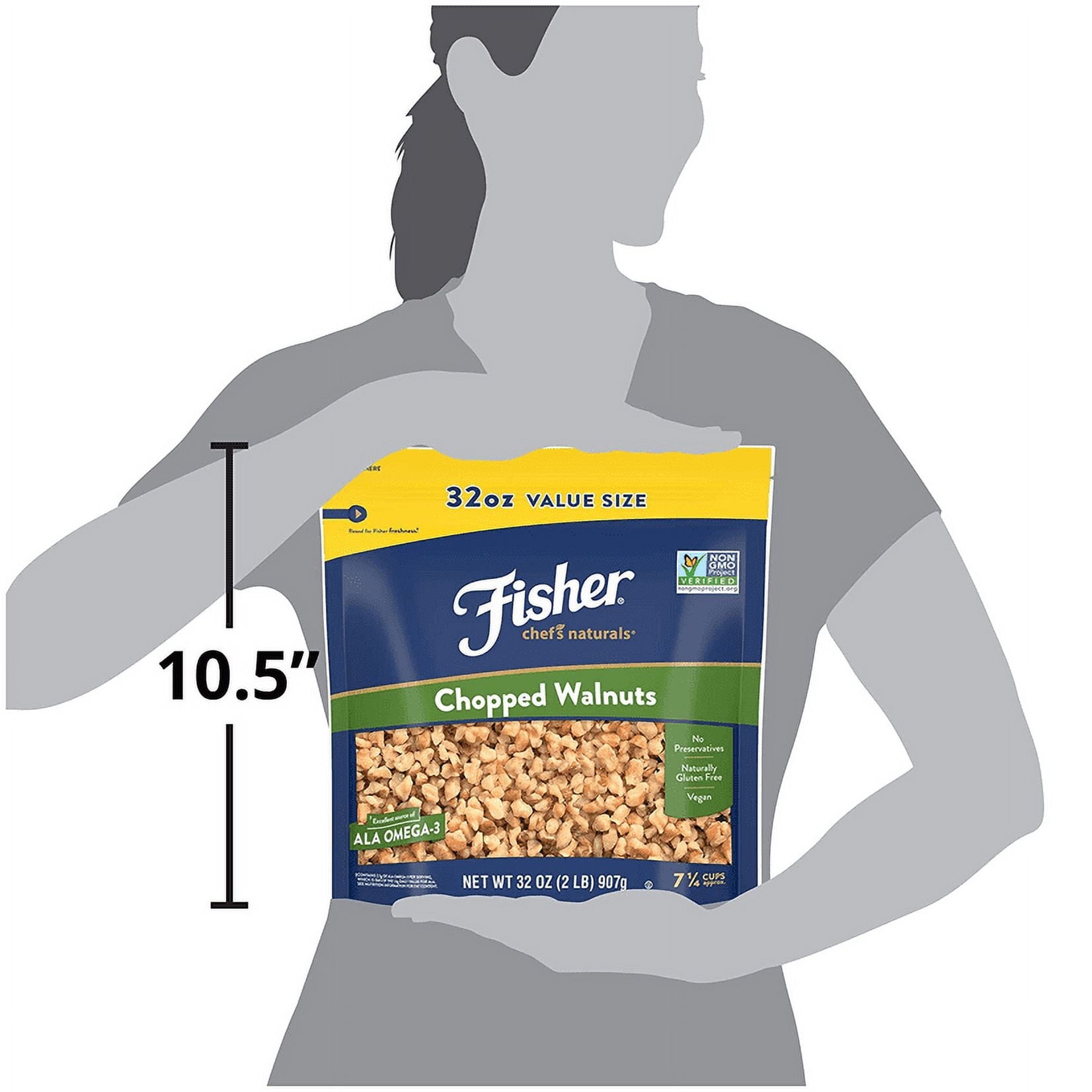 Fisher Chef's Naturals Gluten Free, No Preservatives, Non-GMO Chopped Walnuts, 32 oz Bag — grocery product, view 12
