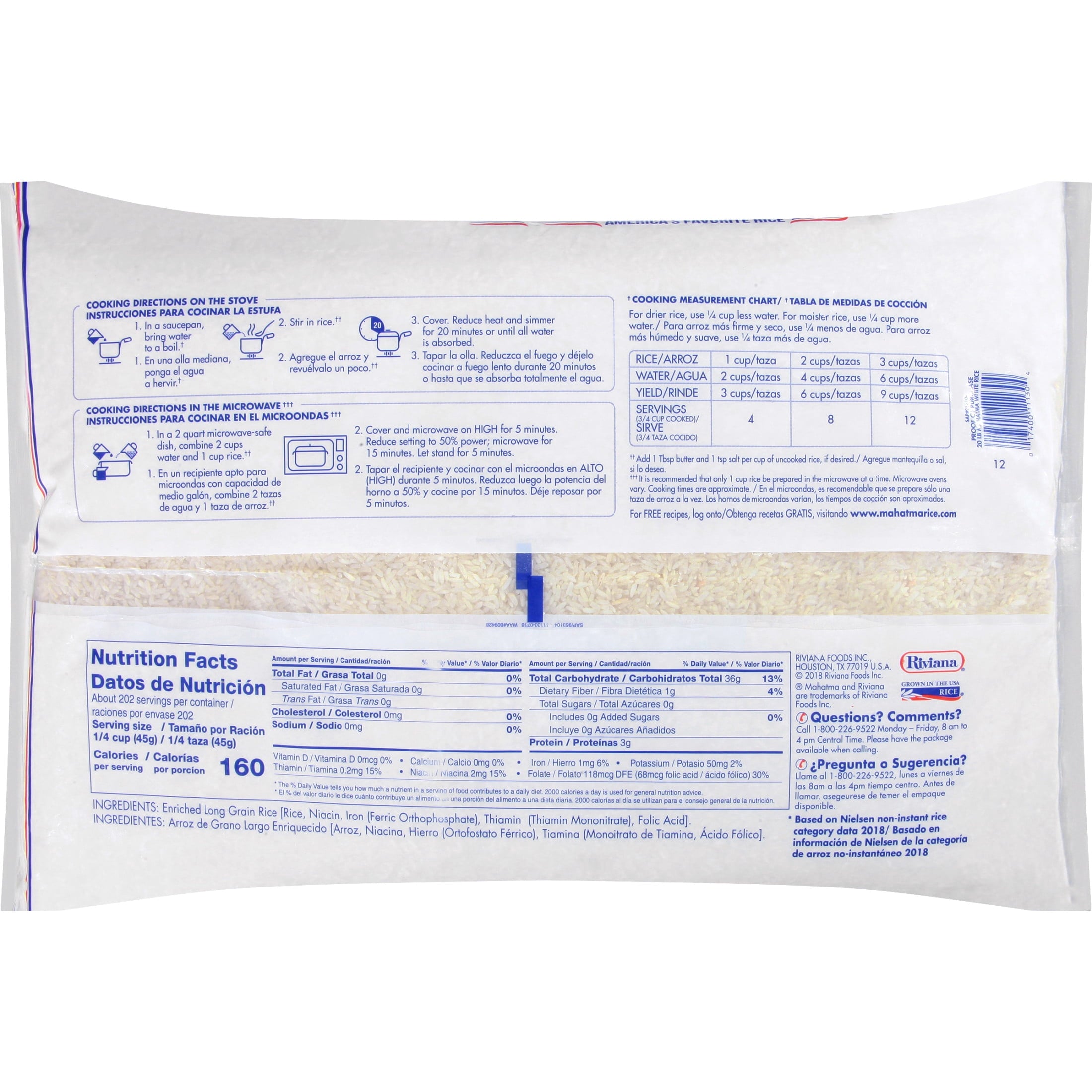 Mahatma Enriched Extra Long Grain White Rice, 20 lb Bag — grocery product, view 9