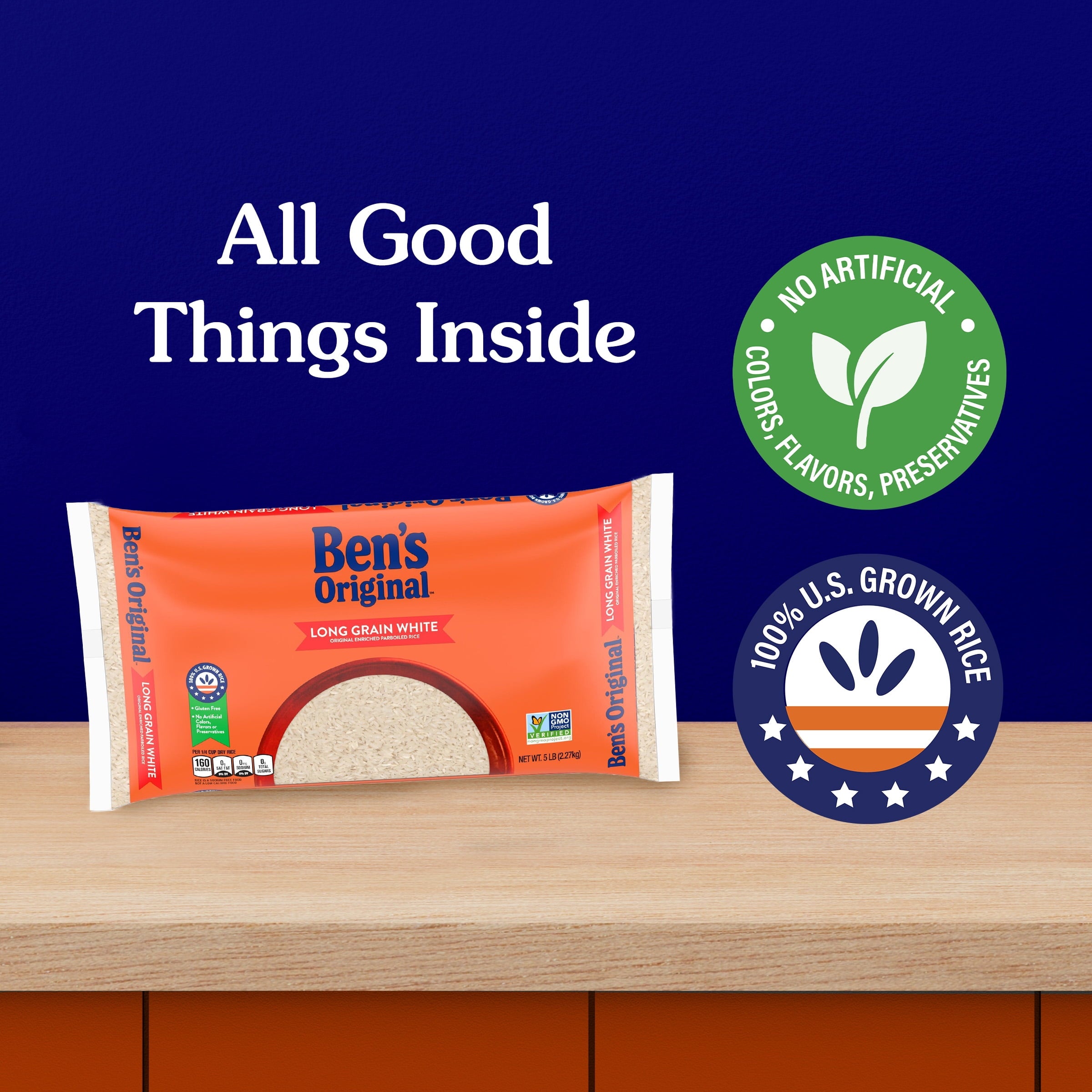 BEN'S ORIGINAL Enriched Long Grain White Rice, Parboiled Rice, 5 LB Bag — grocery product, view 5