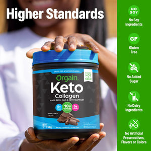 Orgain Keto Collagen Protein Powder, 10g Grass-Fed Collagen, 5g MCT Oil, Chocolate, .88lb — sports nutrition product, view 5