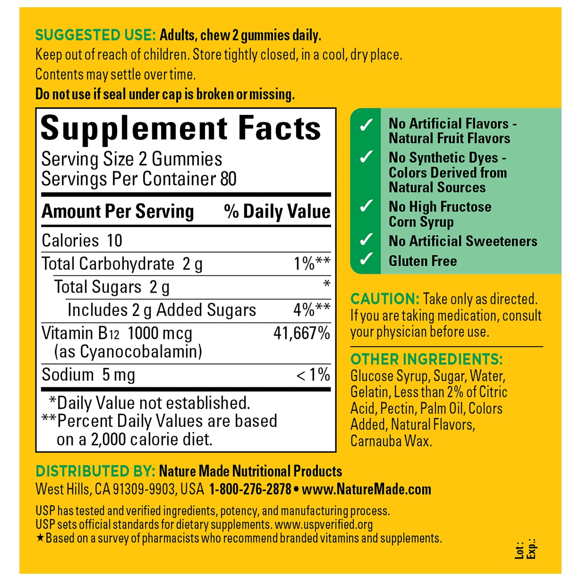 Nature Made Energy Vitamin B12 1000 mcg per Serving Gummies, Energy Metabolism Support, 160 Count — supplement pack, view 2